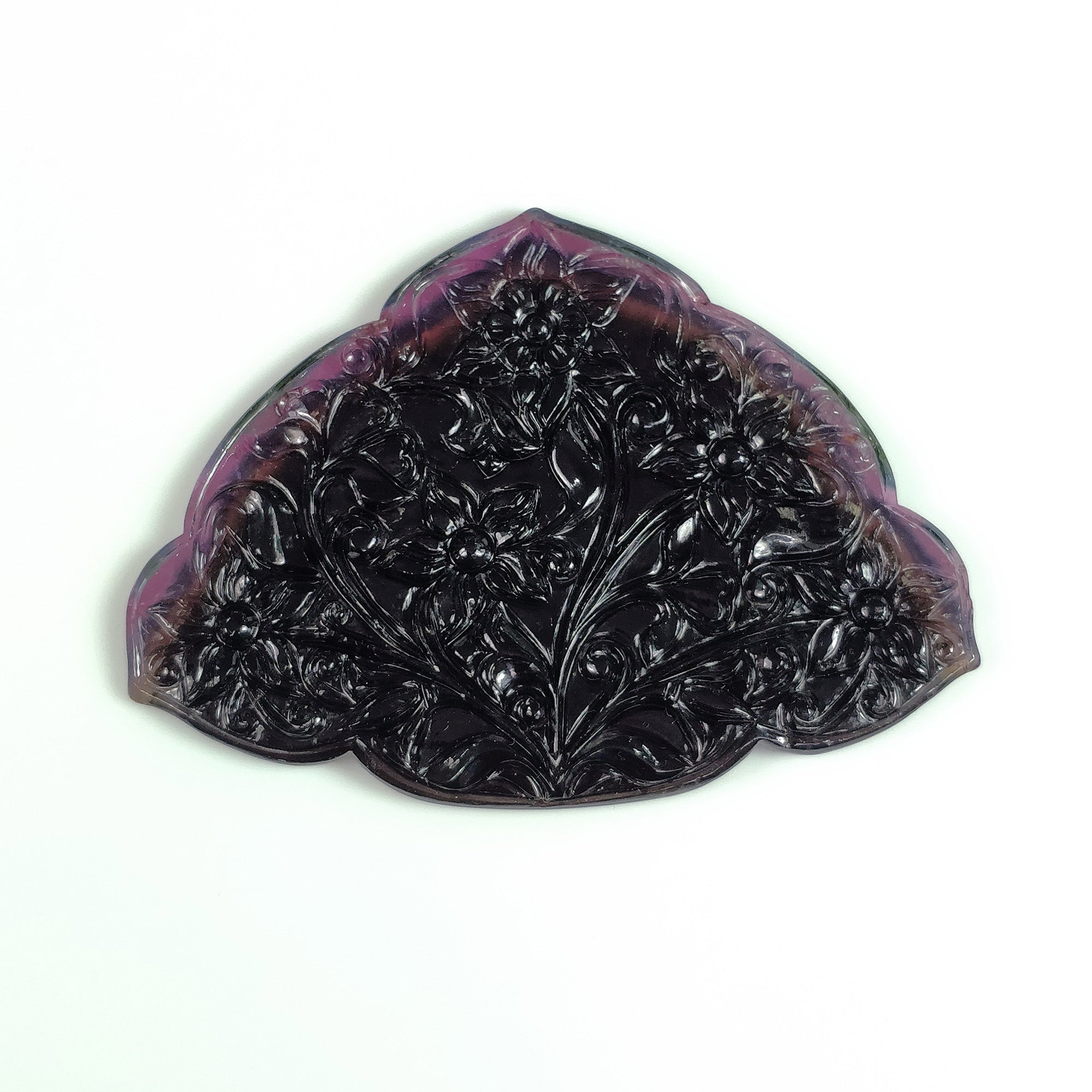 Exclusive Rare BLACK PINK TOURMALINE Gemstone Carving - 191.54cts Natural Untreated Hand Carved Tourmaline Flower (82x60x6mm) | Unique Jewelry Making, Crystal Healing & Luxury Gift for Collectors