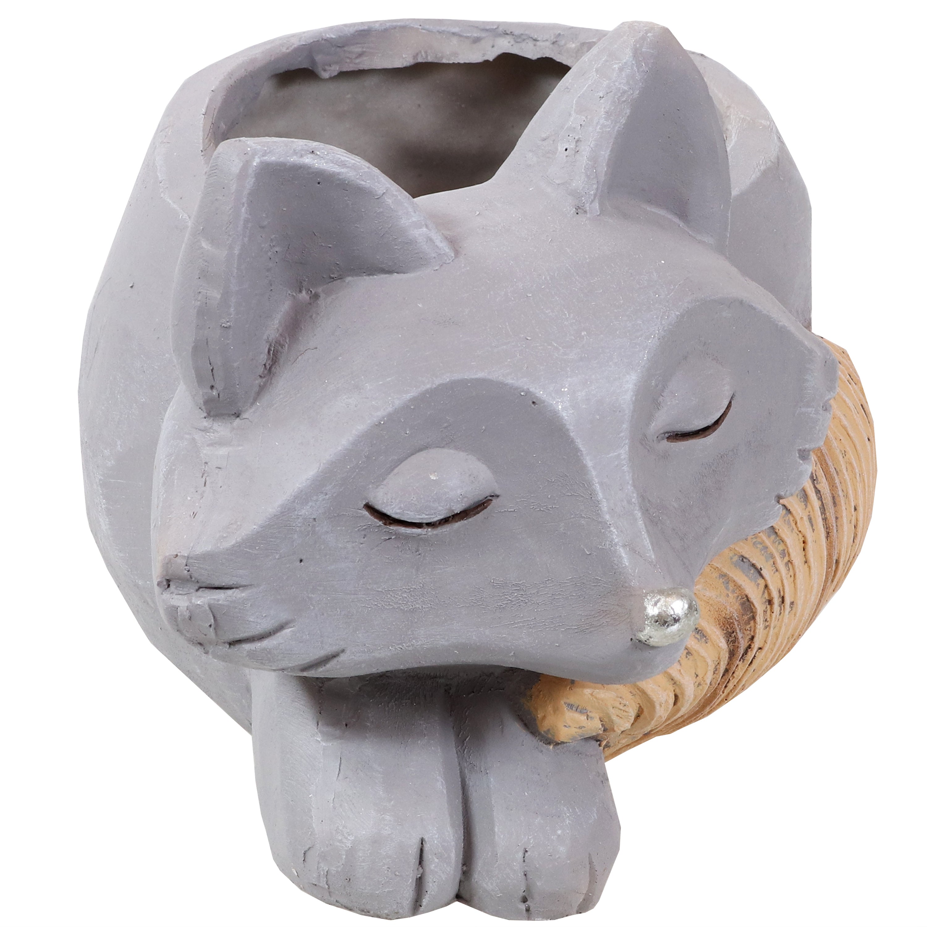 Sunnydaze Finley the Fox Indoor Planter Statue - Hand-Painted Resin Garden Decor for Home, Office & Patio - Cute Animal Flower Pot for Succulents & Small Plants