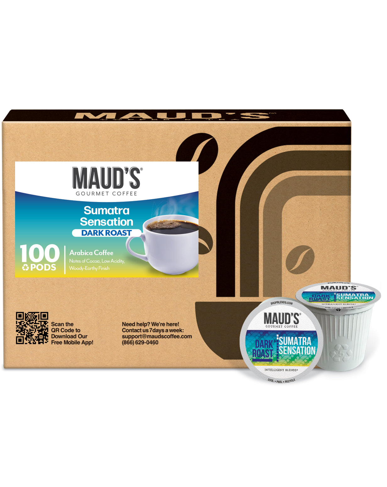 Premium Sumatra Dark Roast Coffee Pods by Maud's - Single Serve for Keurig Brewers - Bold & Rich Flavor for Morning Energy or Office Break