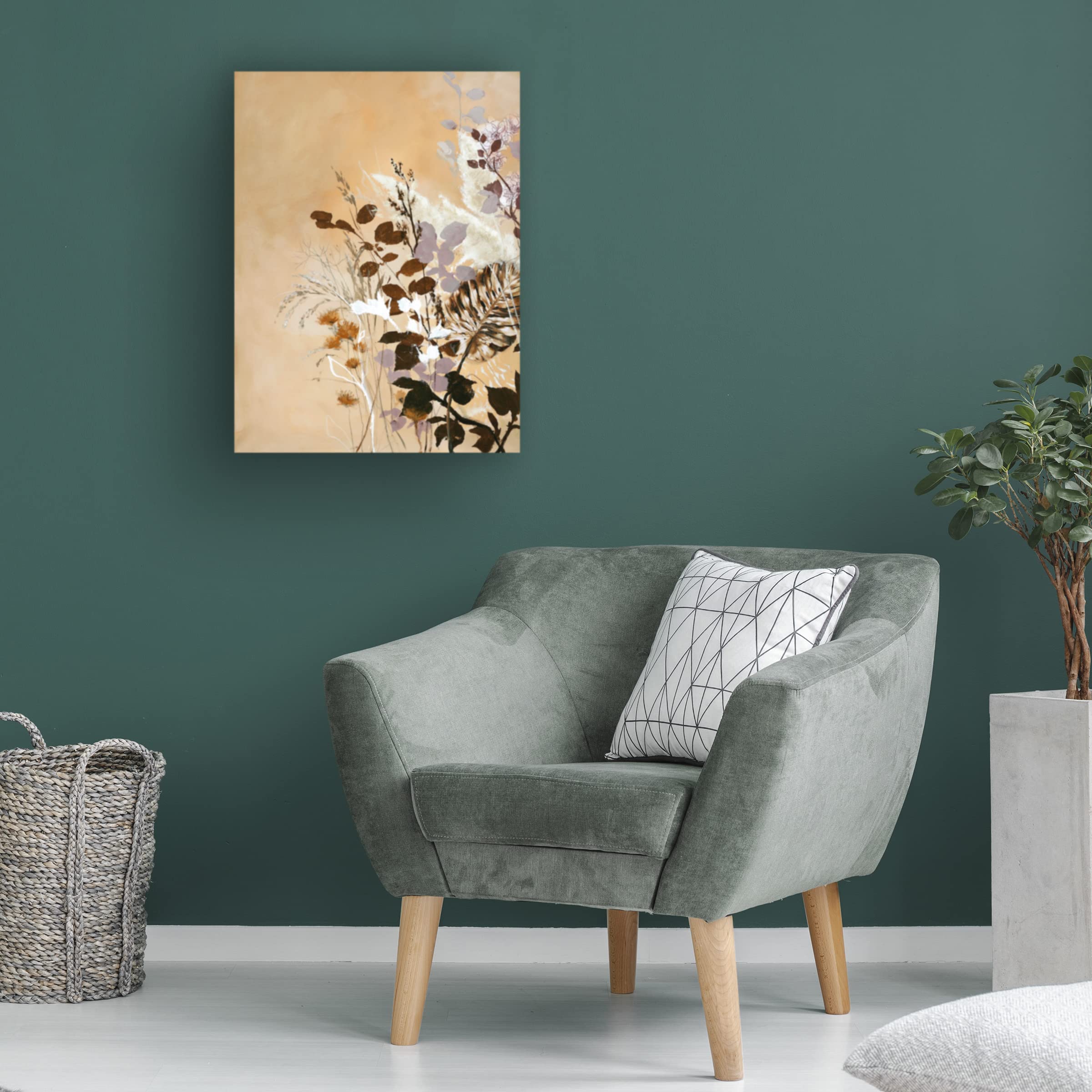 Design Fabrikken 'Light Leaves 6' Canvas Wall Art Print - Modern Botanical Home Decor for Living Room, Bedroom & Office