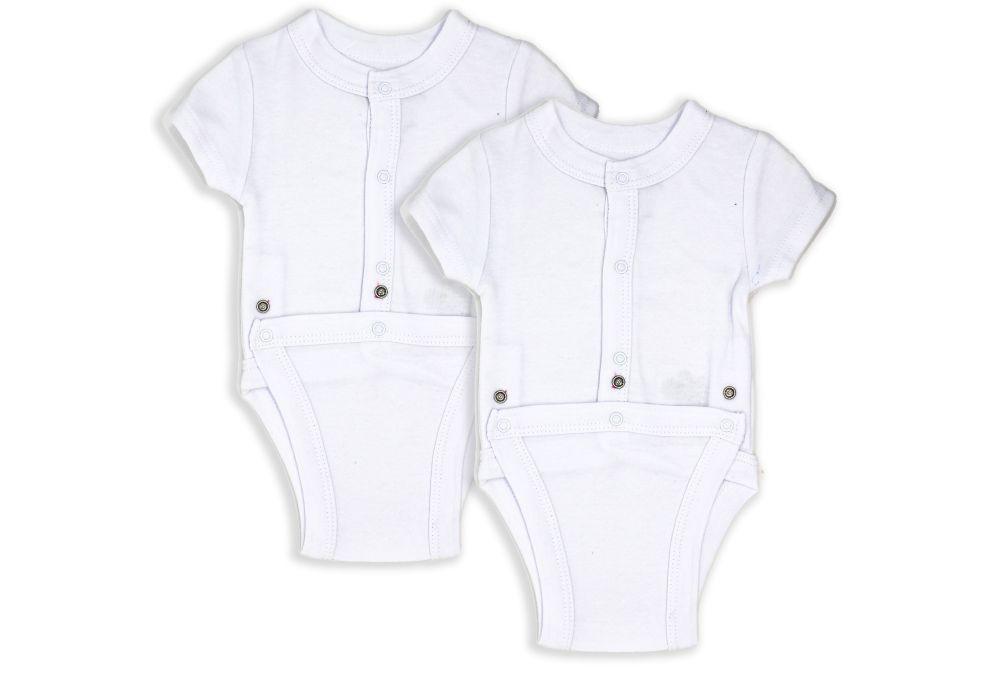 2 Pack Soft Cotton Diaper Vest with Full Body Snaps for Newborns & Preemies (0-6 Months) - Gentle Baby Onesie for Easy Diaper Changes & Comfortable Sleepwear