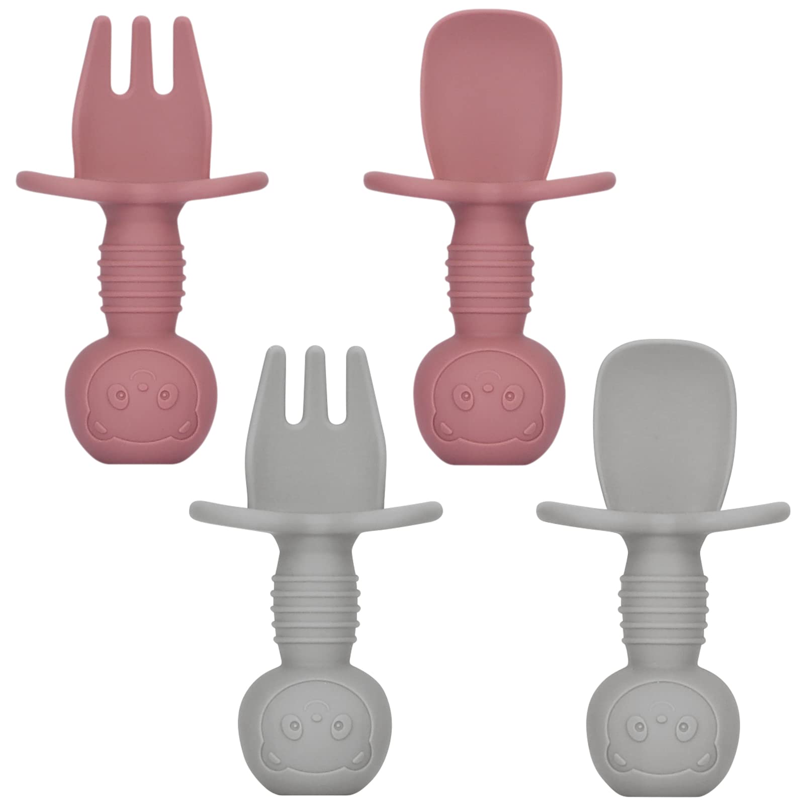 Classycoo Baby Fork and Spoon Set - 2 Pack Toddler Utensils with Easy Grip Handle, Soft Silicone Self-Feeding Cutlery for Babies 6+ Months | Perfect for Baby-Led Weaning, First Foods & Independent Eating Practice at Home or On-The-Go