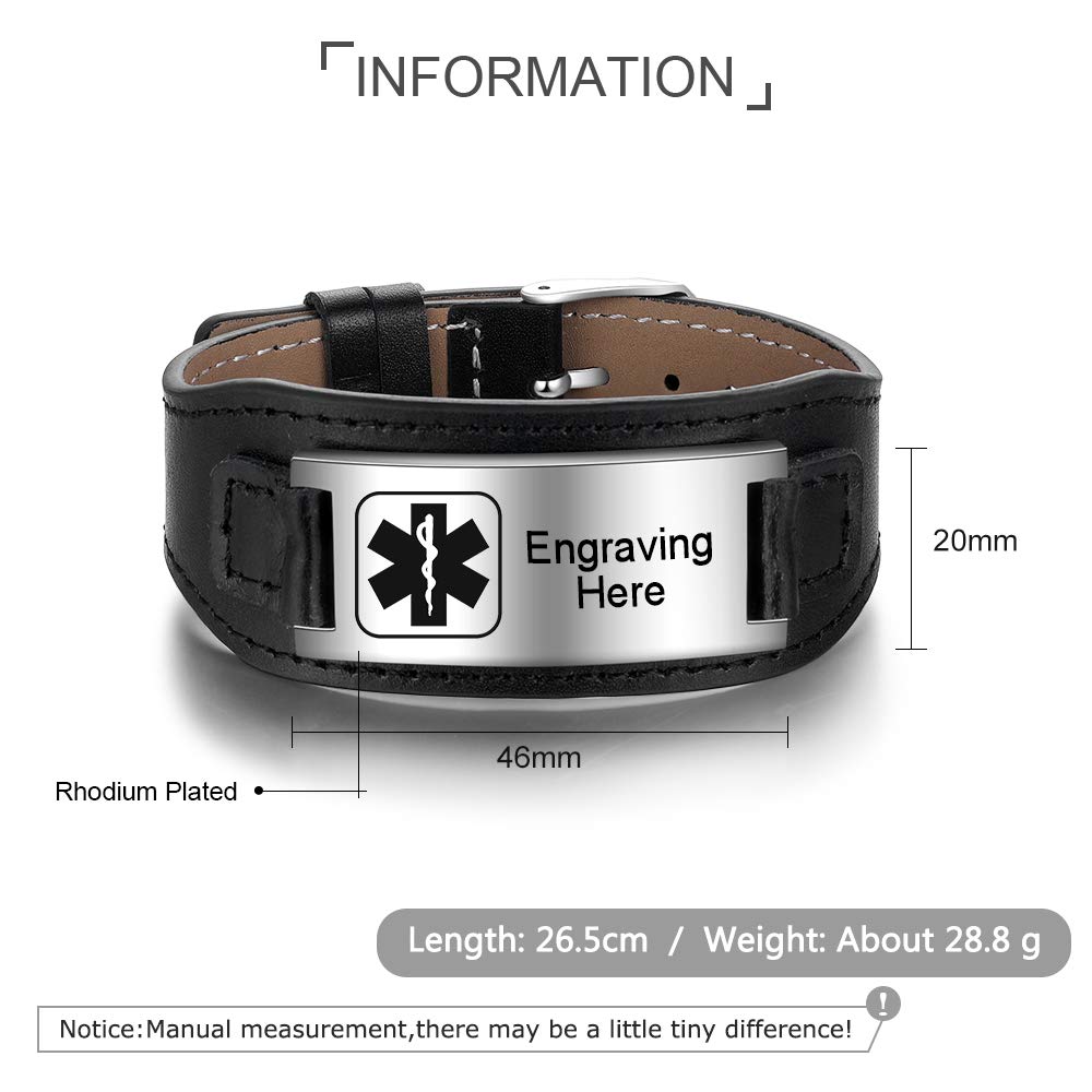 Personalized Silicone Medical Alert ID Bracelet - Adjustable, Waterproof, Engraved Emergency ID for Men & Women (9 Inches) - Perfect for Sports, Hiking, Running & Outdoor Activities
