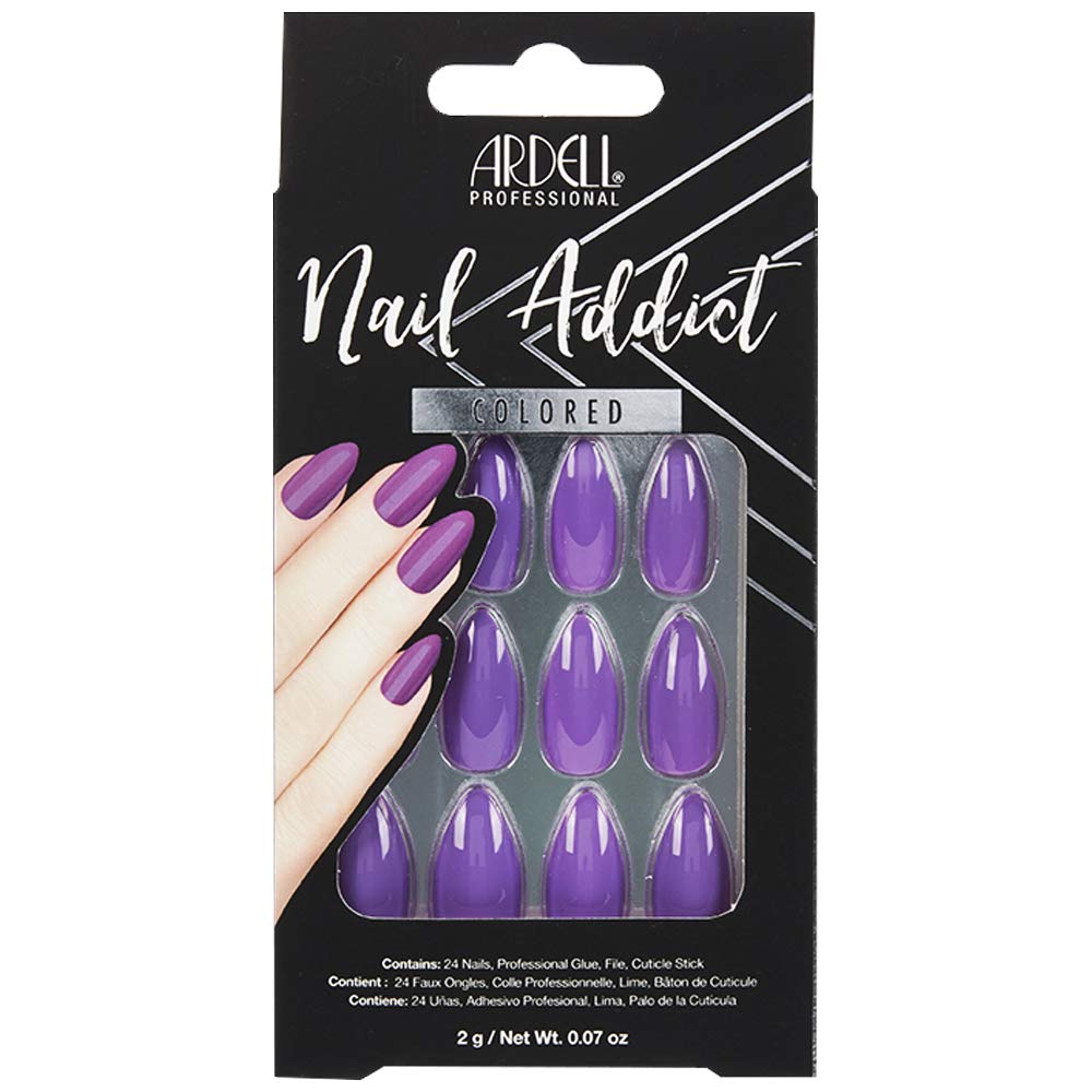 Ardell Nail Addict Artificial Nail Set - Purple Passion Press On Nails | False Nails for Women | Easy to Apply Glue-On Nails | Perfect for Parties, Weddings & Special Occasions