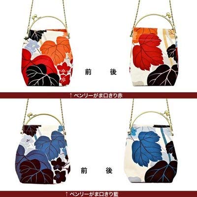 Inokichi Benley Gamaguchi 2-Way Shoulder Bag - Japanese Yukata & Kimono Style with Modern Pattern (Palm/Syuro Design) - Red & Black Color Options - Perfect for Japanese Festivals, Cosplay, and Traditional Events