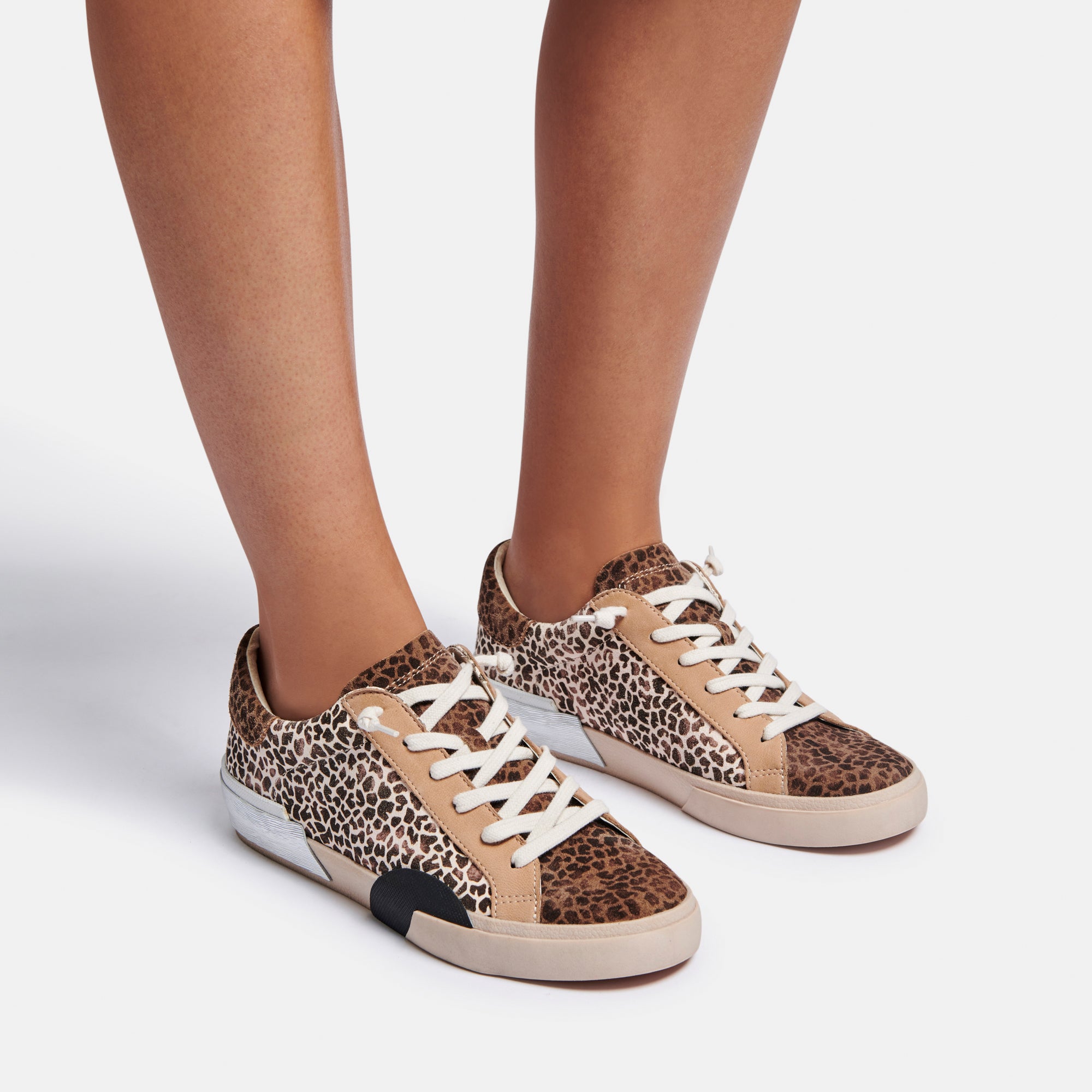 ZINA SNEAKERS - Women's Leopard Print Multi-Colored Dusted Suede Fashion Sneakers for Casual Wear, Walking & Everyday Comfort