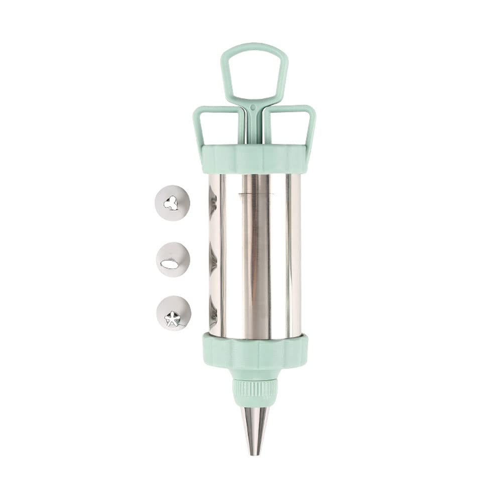 Stainless Steel Cookie Press Gun Set - Icing Decoration Kit with Piping Nozzles for Baking, Cake Decorating & Cream Filling | Perfect for Cookies, Cupcakes & Pastry Designs (Blue)