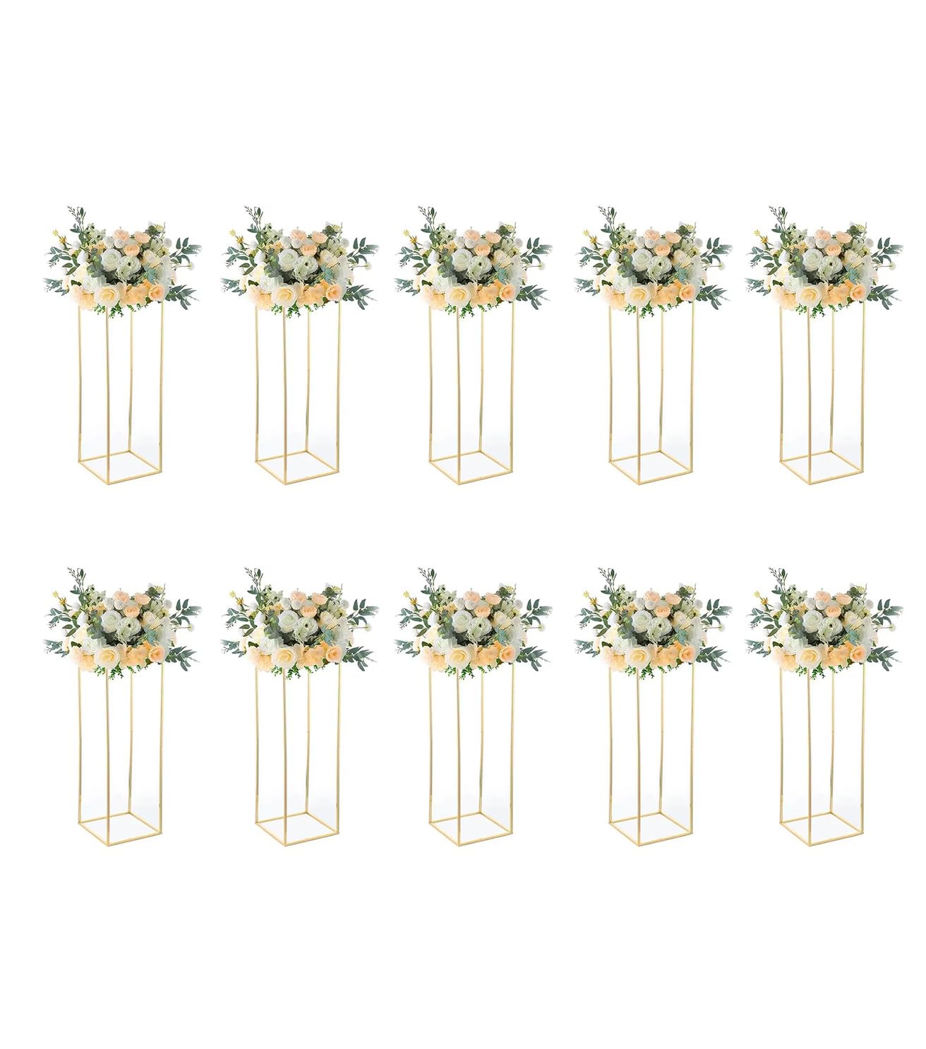 Gold Wedding Flower Stand - 31.5 Inch Metal Flower Vase for Wedding Centerpieces, Home Decor, Birthday Party & Event Decoration (10 Pack) - Perfect for Table Arrangements, Ceremony Backdrops and Reception Decor