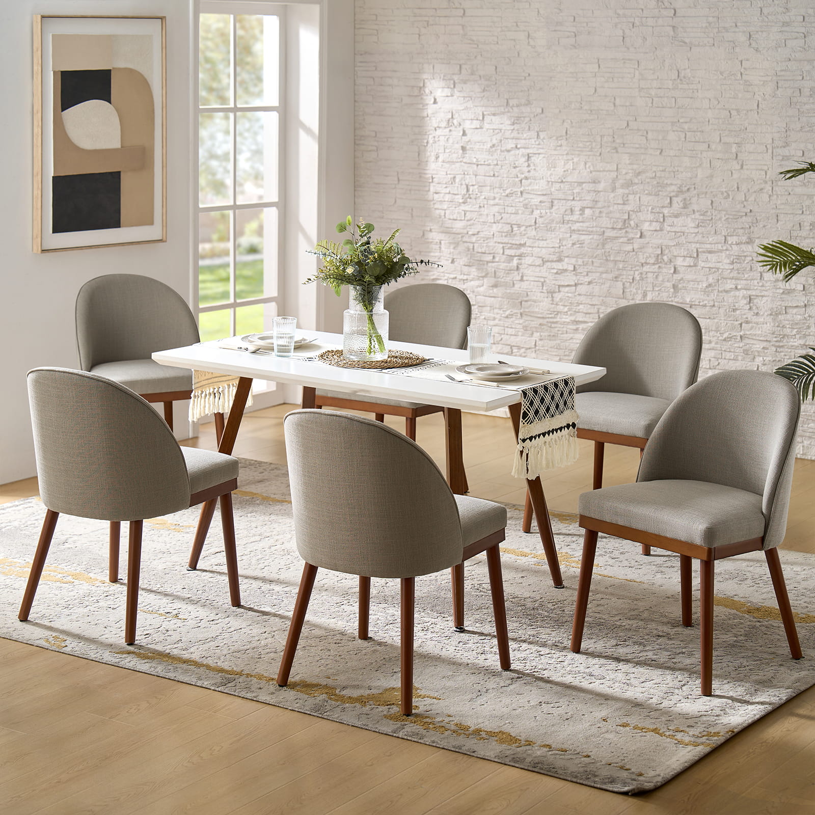 Serta Upholstered Dining Chairs with Solid Wood Legs - Comfortable Modern Kitchen & Dining Room Seating (Set of 2/4/6) for Home, Restaurant, or Office Use