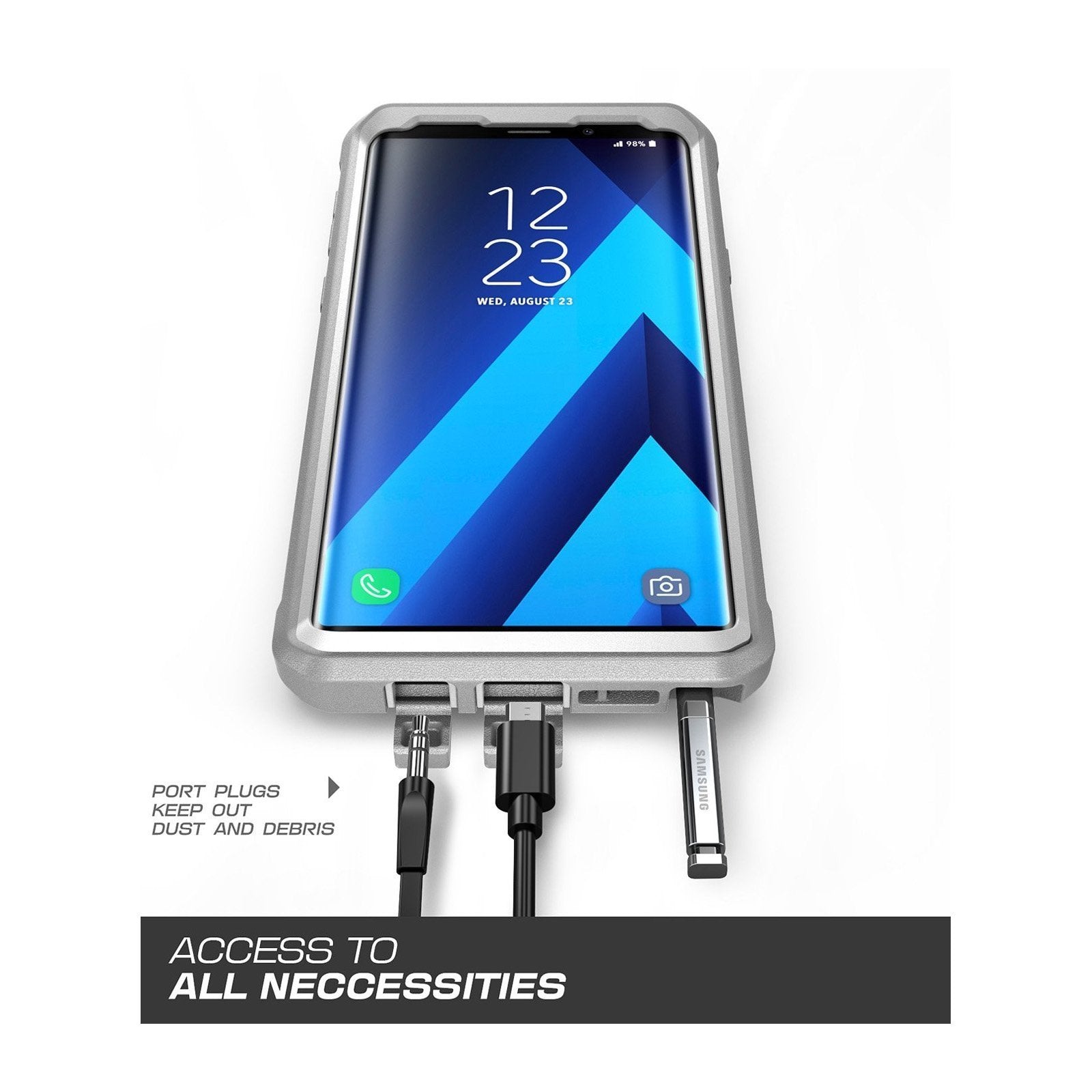 Samsung Galaxy Note 9 Unicorn Beetle Pro Rugged Holster Case - Heavy Duty Shockproof Protective Cover with Built-in Screen Protector & Kickstand (White) - Perfect for Construction, Outdoor Work & Extreme Sports