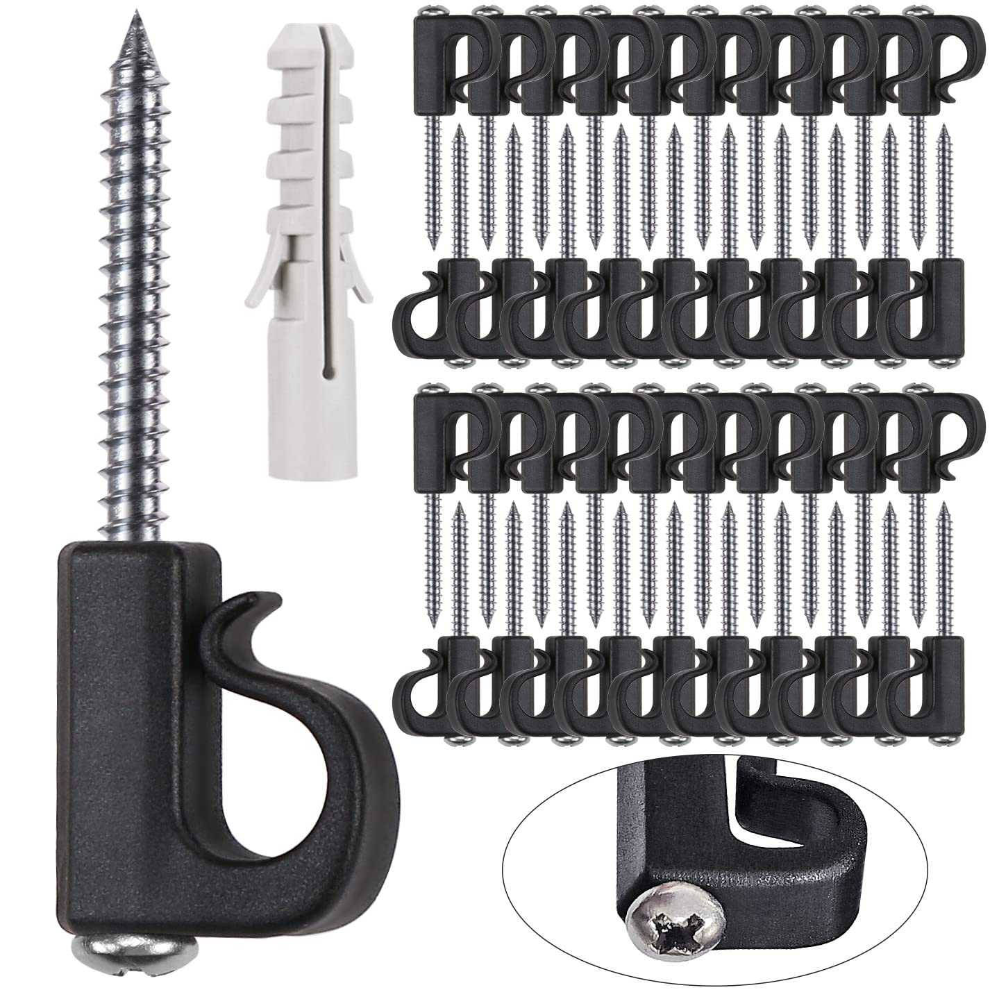 BeneLabel 40 Pack Q-Hangers - Christmas Light Hooks for Outdoor & Indoor Use, Easy Release Wire Hangers for Fairy Lights, LED String Lights - Perfect for House, Garage, Party, New Year & Holiday Decorations