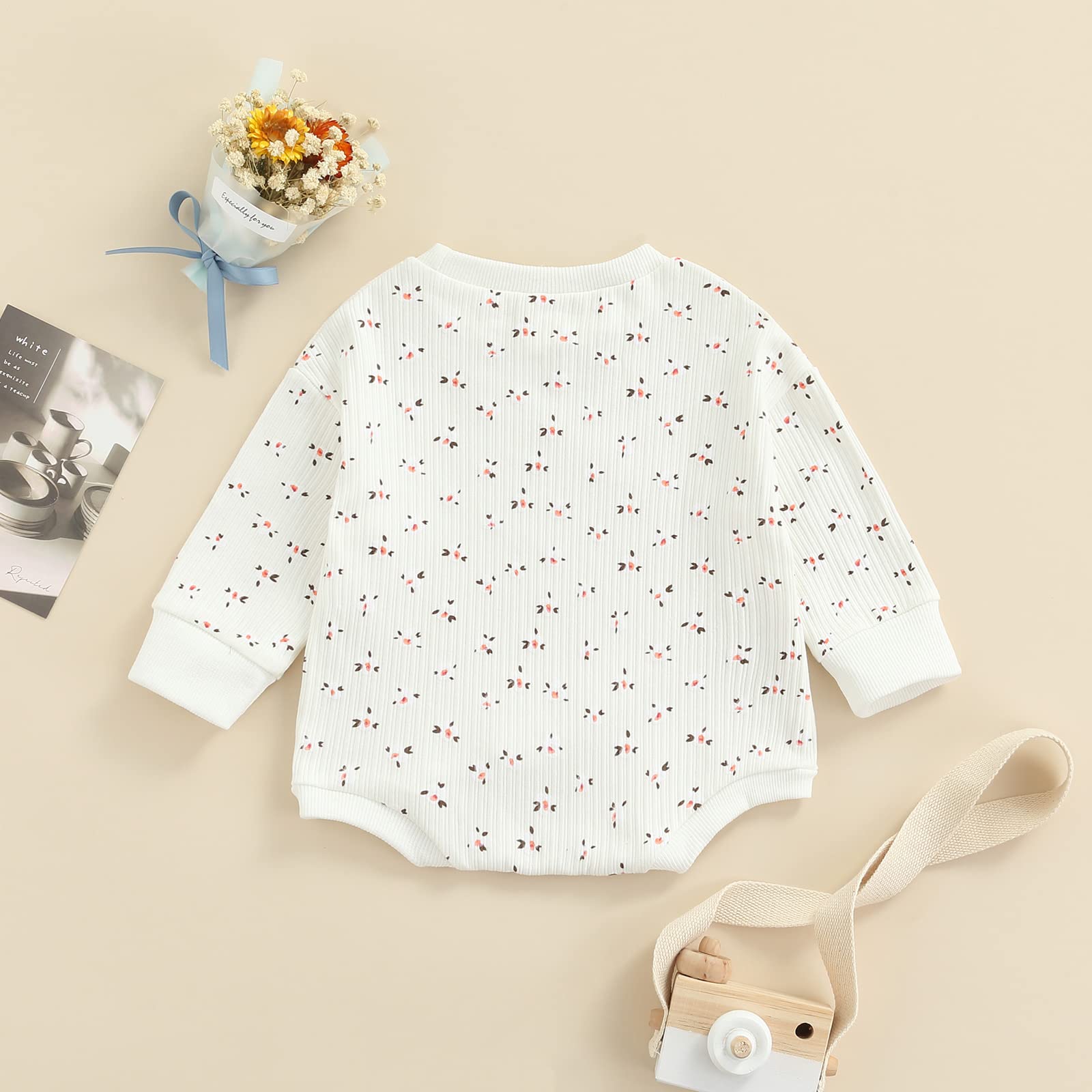 Floral Long Sleeve Baby Girl Romper - Newborn Pullover Jumpsuit Bodysuit for Fall & Winter | Cute Outfit for Photos, Parties & Daily Wear