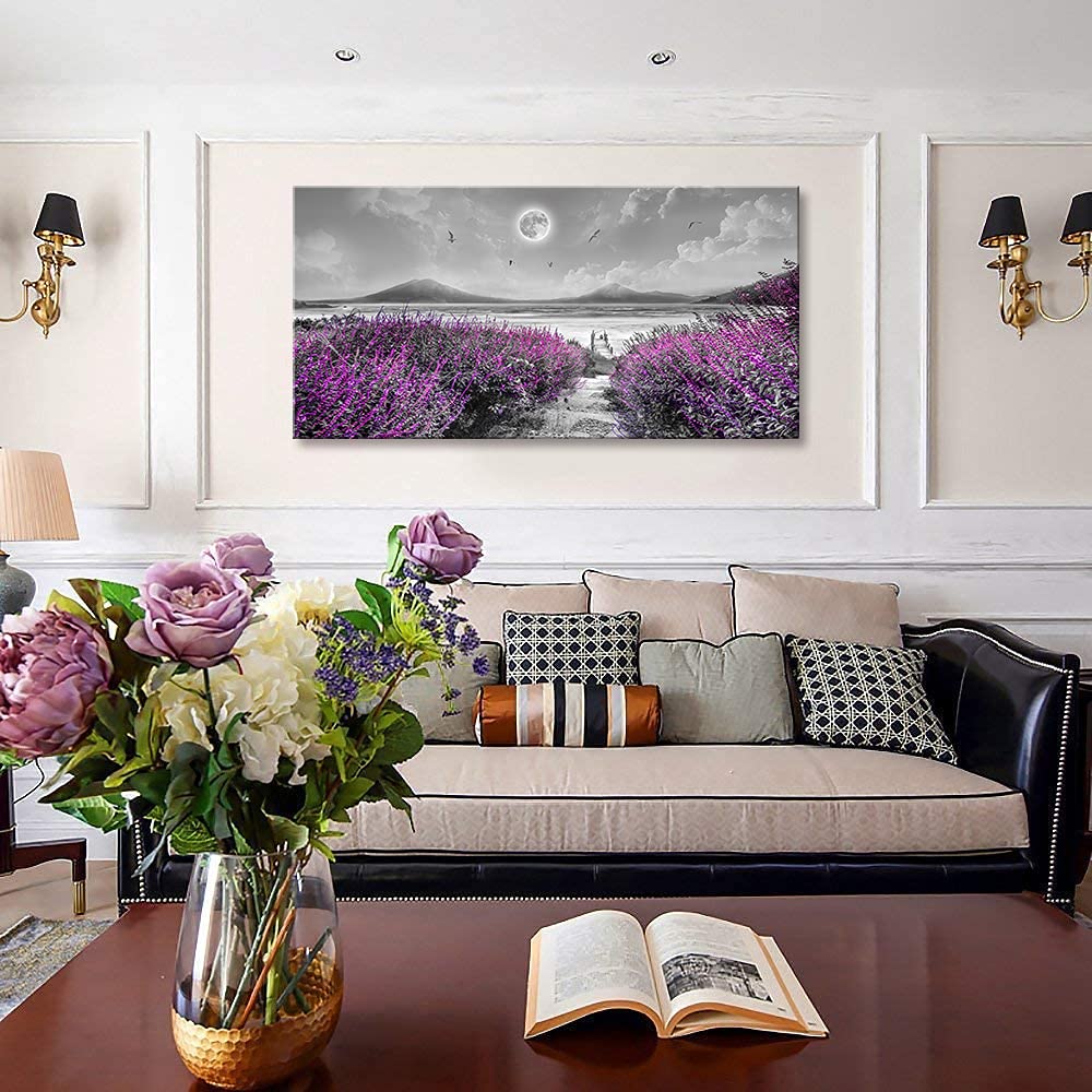 Lavender Ocean Beach Wall Art - Large 30