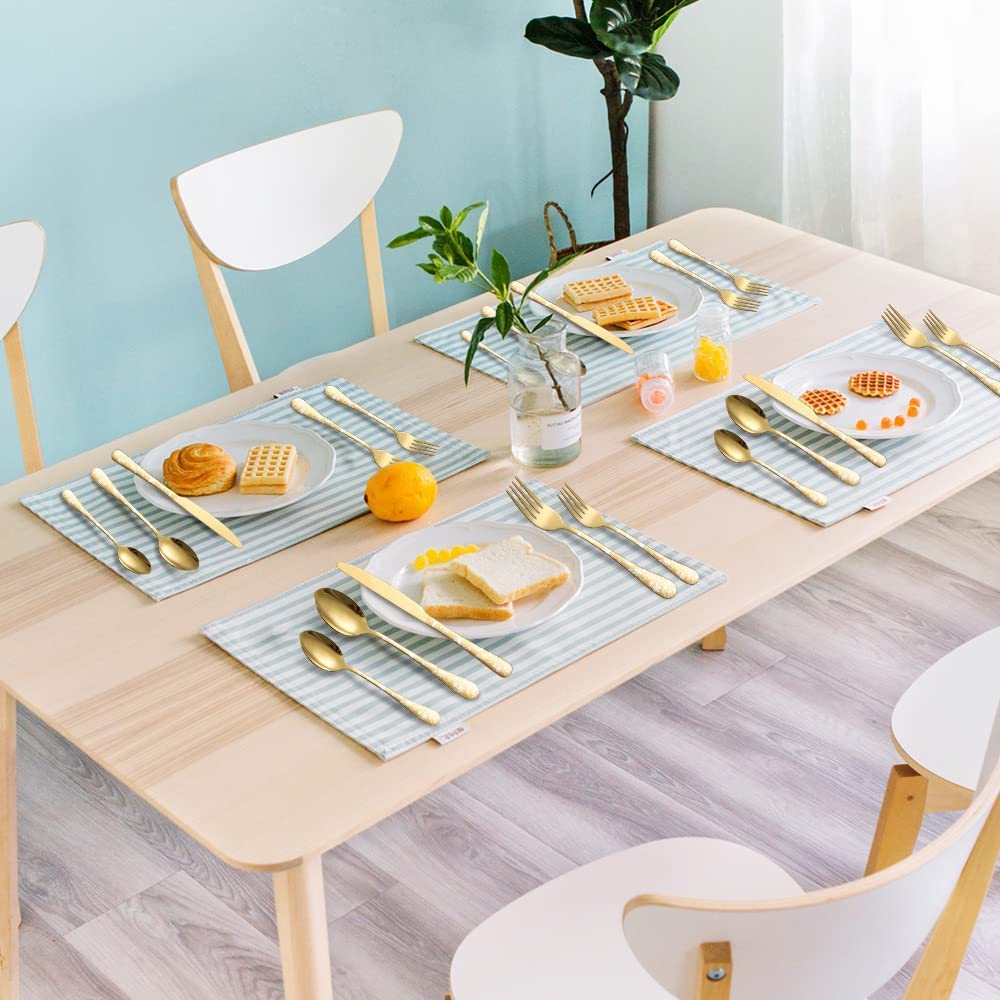 120-Piece Gold Silverware Set for 24 - Stainless Steel Flatware Cutlery Set with Steak Knives, Forks & Spoons - Unique Pattern Design, Dishwasher Safe - Perfect for Weddings, Dinner Parties & Upscale Dining
