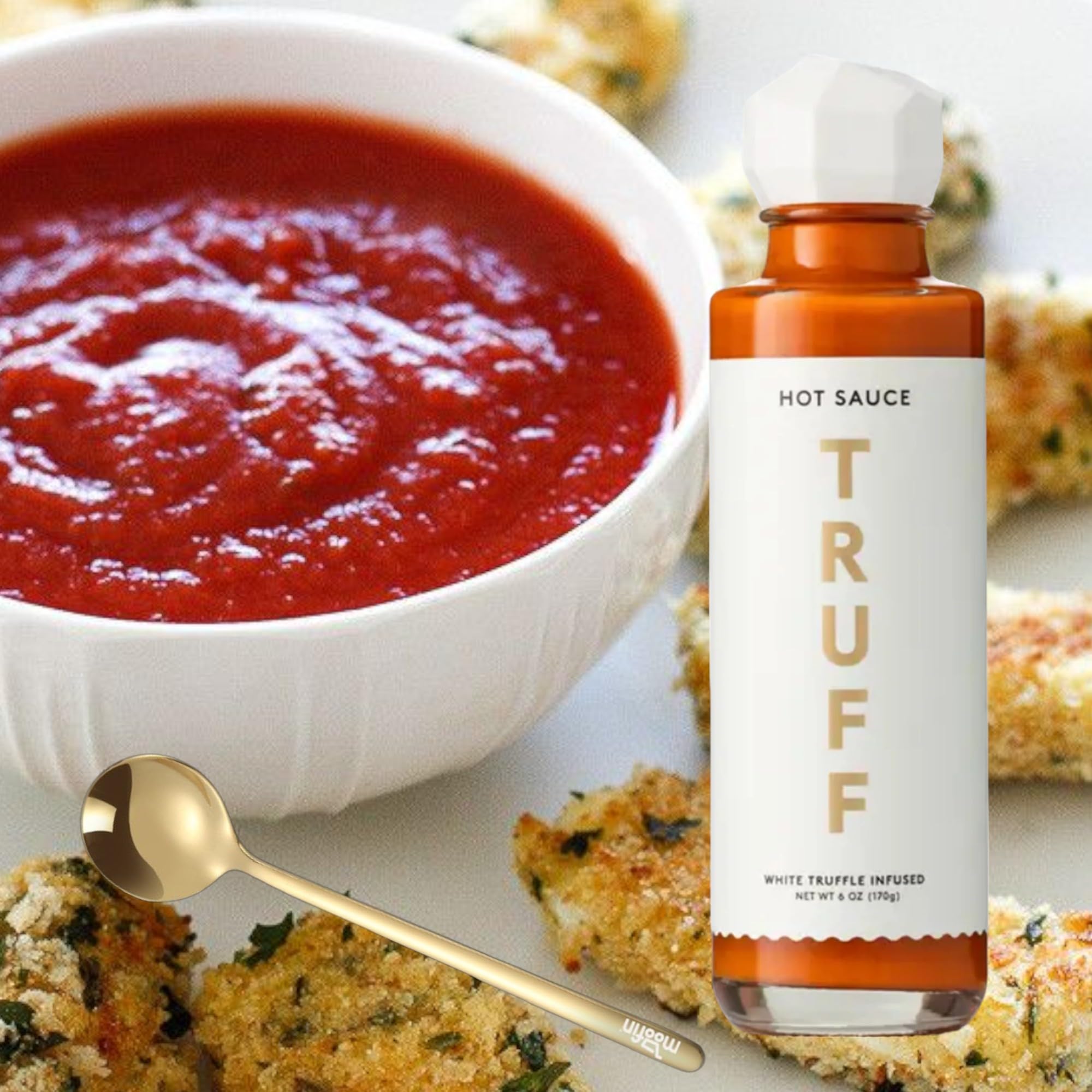 Premium White Truffle Hot Sauce - 6 Oz, Gourmet Chili Pepper Blend with Agave Nectar & Golden Spoon | Gluten-Free, Vegan | Perfect for Pizza, Pasta, Wings & Gourmet Cooking [Pack of 3]