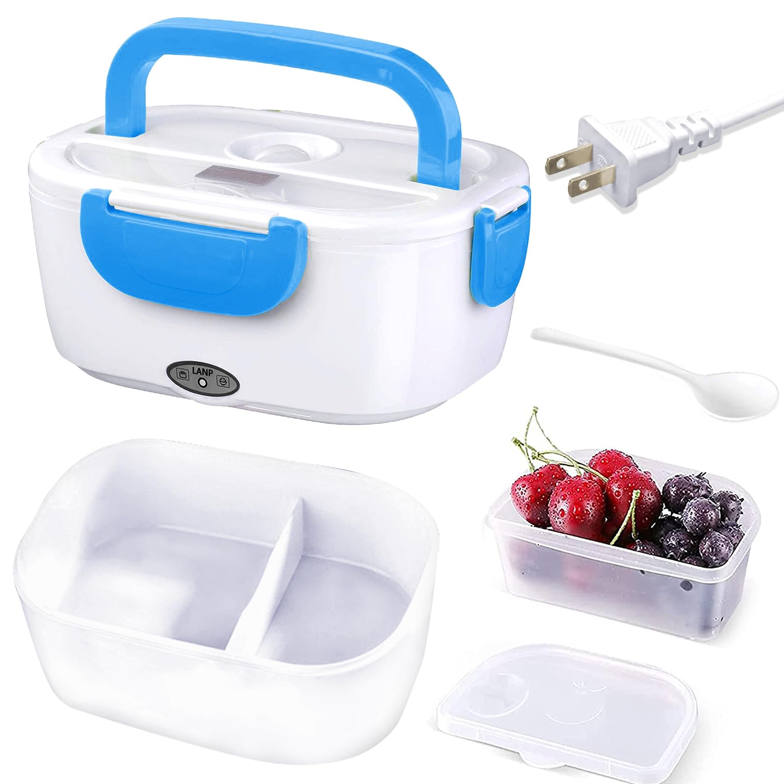 INVODA Electric Lunch Box 110V Portable Food Warmer - Insulated Bento Box for Office, Travel & Home - Reusable Hot Meal Container (Blue) - Perfect for Commuting, Camping & Workplace Meals