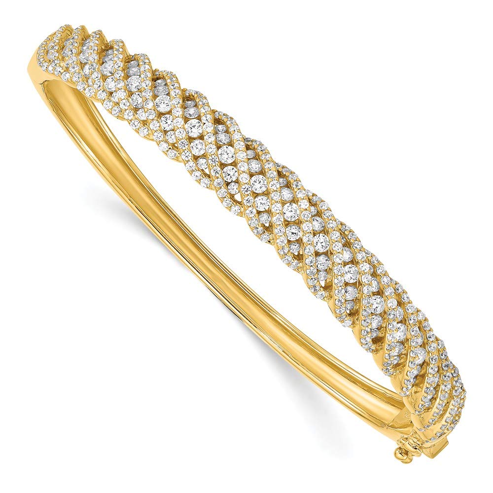 Elegant Sterling Silver Gold-Tone Cubic Zirconia Hinged Bangle Bracelet for Women | Perfect for Parties, Weddings & Everyday Wear