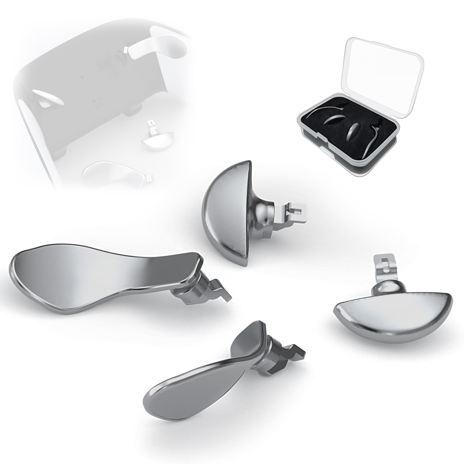 4PCS Metal Back Paddles for PS5 Edge Controller - Silver Replacement Trigger Buttons for PS5 DualSense Edge Gamepad | Enhance Gaming Performance for FPS, Racing & Competitive Play