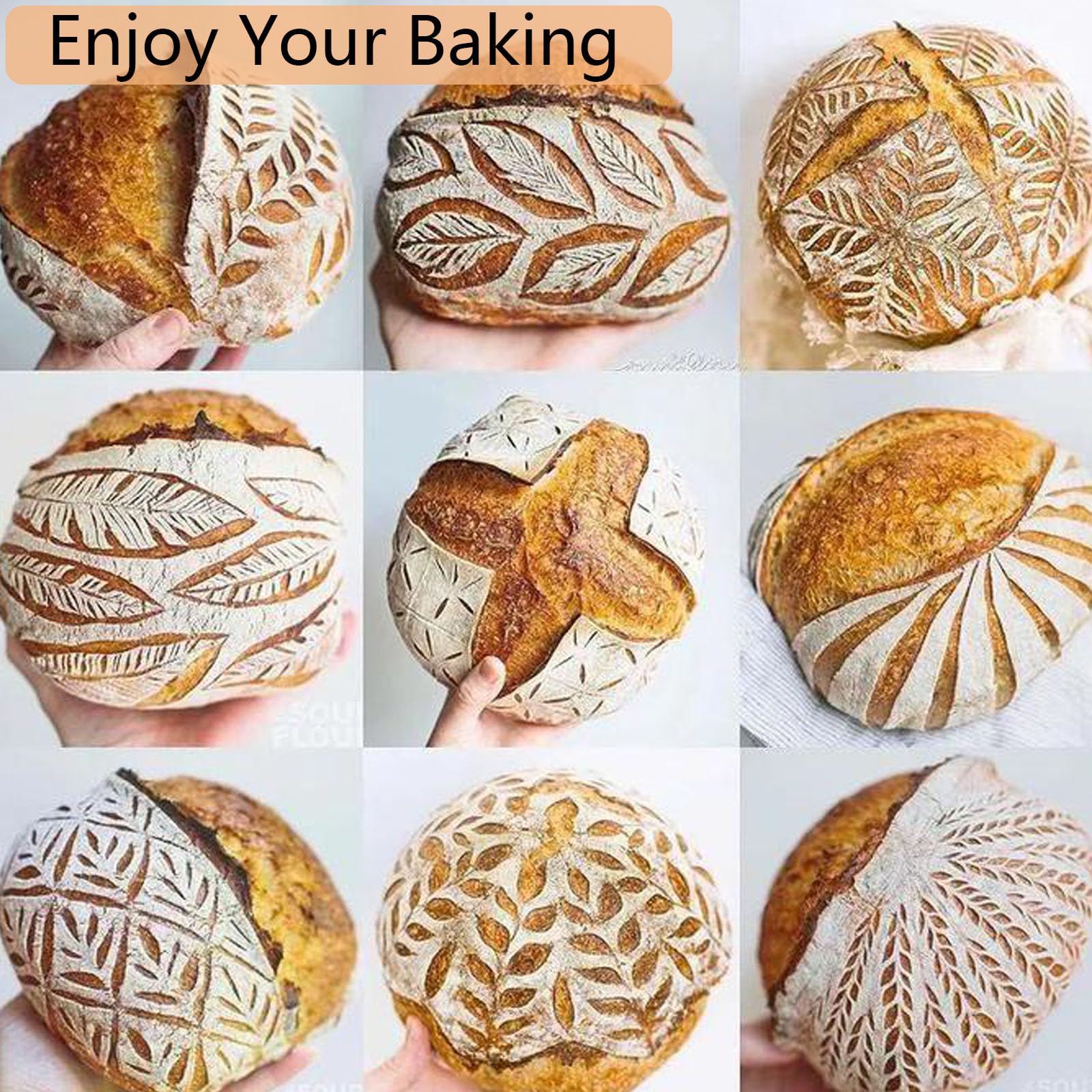 16PCS Bread Proofing Basket Kit - 9 Inch Round Sourdough Banneton Set with Dough Whisk, Linen Liner, Scraper & Bread Lame | Professional Sourdough Baking Supplies for Artisan Bread Making | Perfect for Home Bakers & Commercial Bakeries