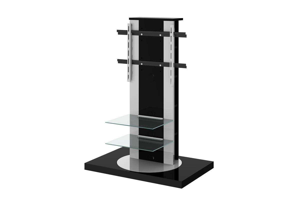 OMAR 2 TV Stand for Flat Screen TVs - Modern Entertainment Center with Storage Shelves - Black TV Console for Living Room, Bedroom & Home Theater