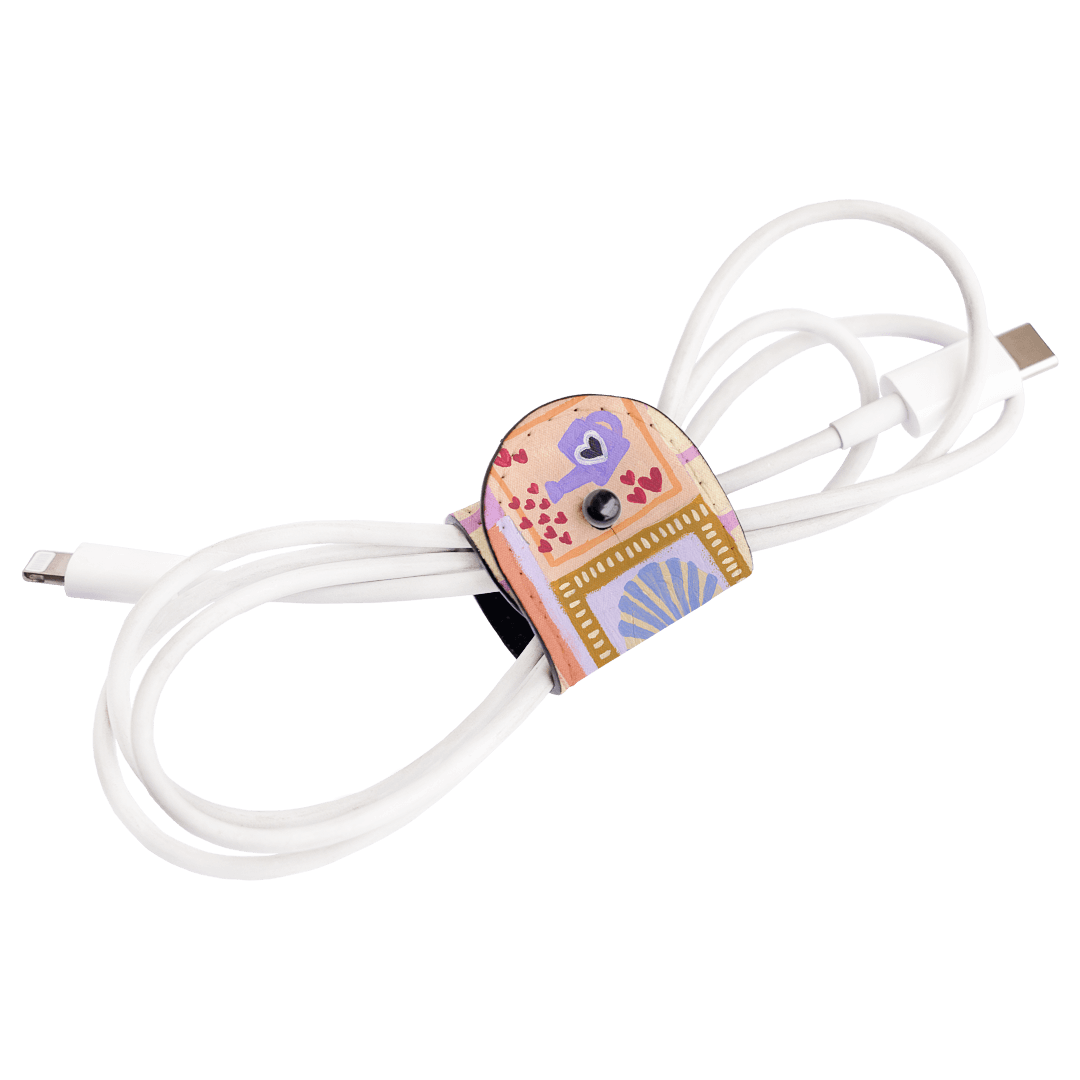 Summer Postcards Cable Wrap - Colorful and Durable Cable Organizer for Phones, Laptops, and Electronics - Perfect for Travel, Office, and Home Organization