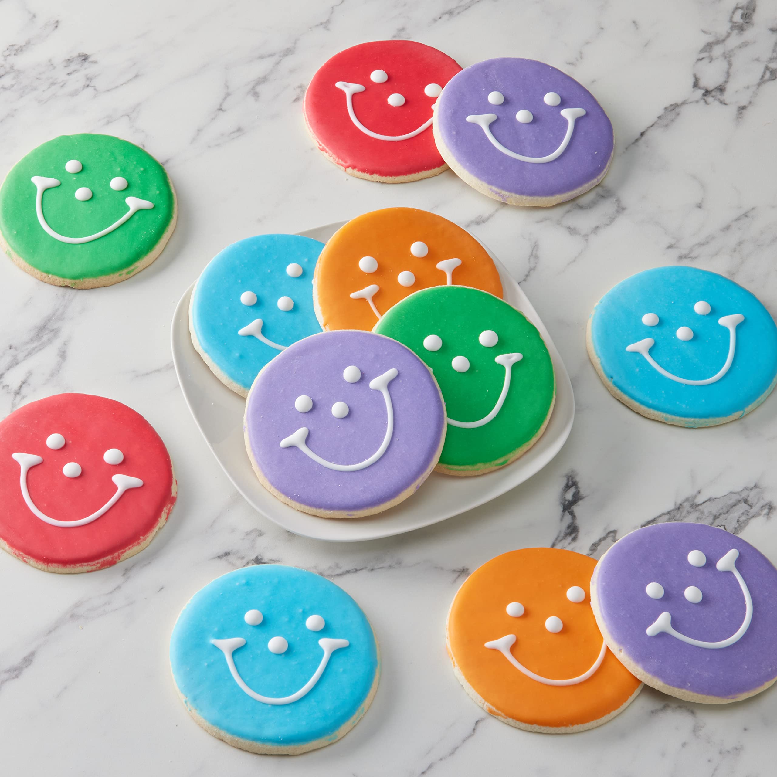 50-Pack Nut-Free Rainbow Smiley Face Cookies - Colorful Fun Treats for Birthday Parties, Classroom Rewards & Holiday Celebrations