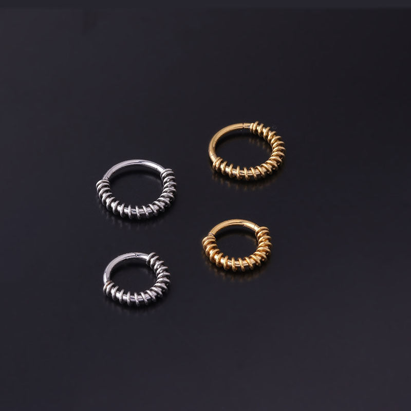 16G 8mm 10mm Stainless Steel Wire Wrap Nose Septum Ring - HSPJ718 | Hypoallergenic Body Jewelry for Women & Men | Perfect for Septum Piercing, Nose Hoops & Boho Style