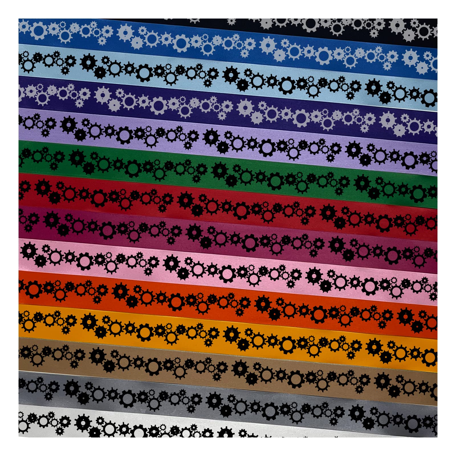 Steampunk Satin Ribbon for DIY Crafts - 3 Yards Yellow with Black Print - 1 Inch Wide Ribbon for Gift Wrapping, Hair Bows & Scrapbooking - Vintage Style Decorative Trim