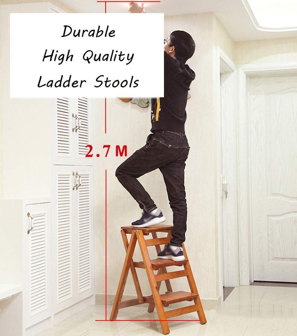 Foldable Step Stool Kitchen Multifunctional Ladder Chair, Shoe Storage Bench, Flower Stand, Light Walnut - Perfect for Home, Office, and Storage Organization