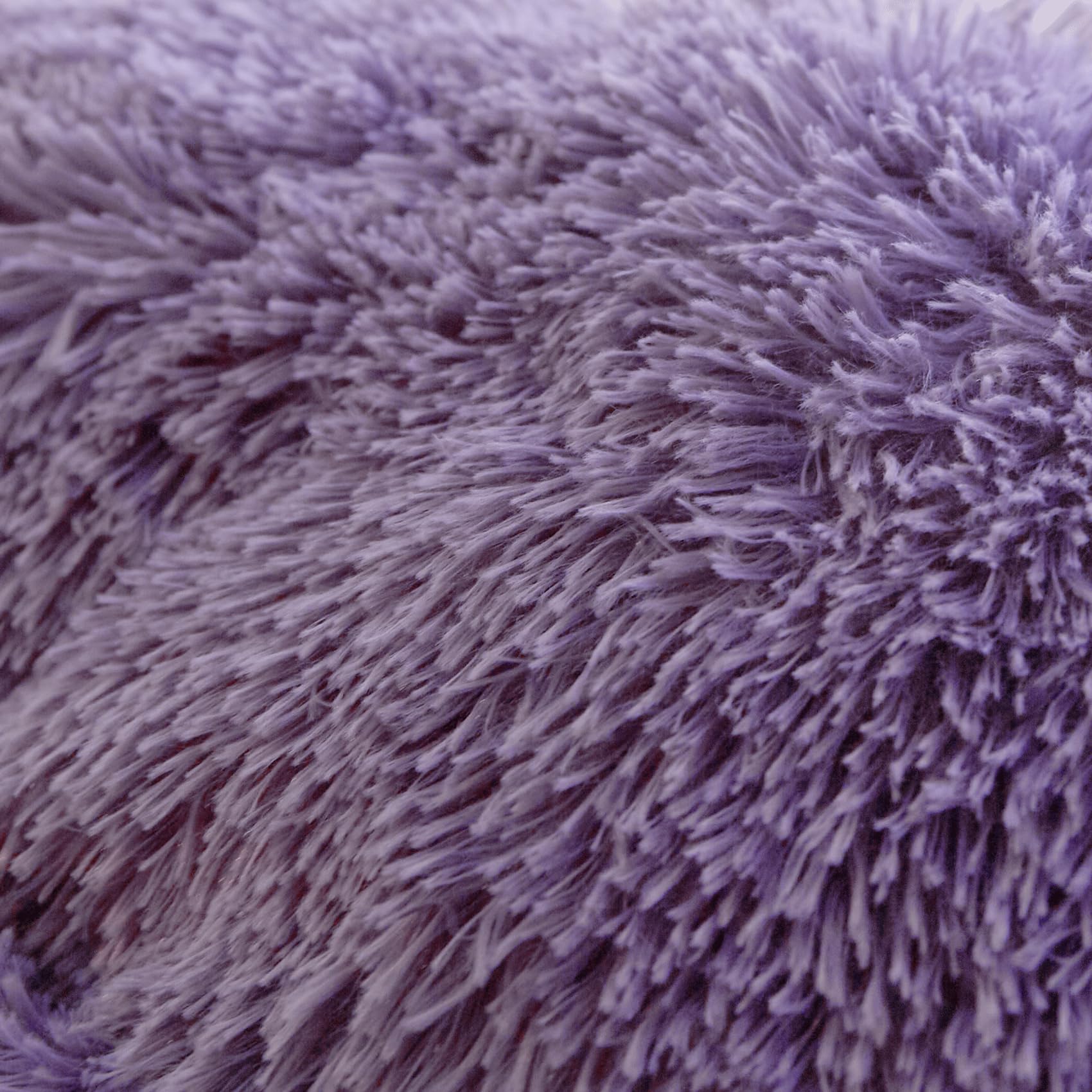 Soft Fluffy Purple Comforter Cover Set Queen Size - 3 Piece Plush Bedding Set (1 Faux Fur Duvet Cover + 2 Shaggy Pillowcases) - Cozy Winter Bedroom Decor for Girls & Women