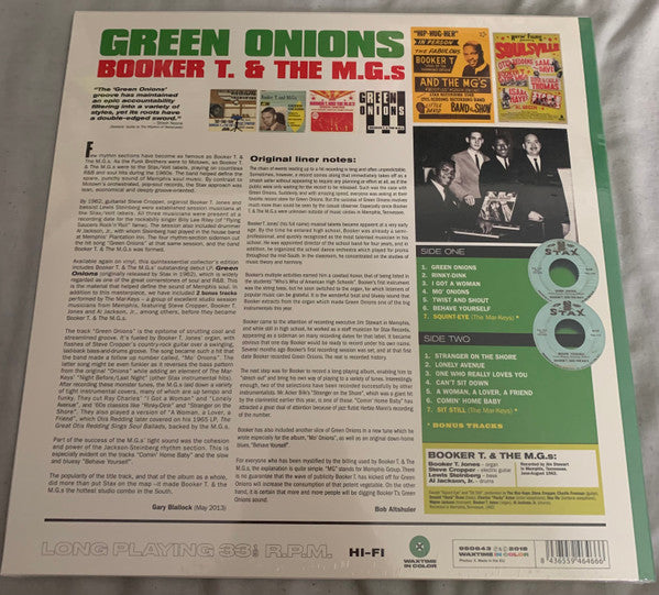 Booker T & The MG's - Green Onions Vinyl LP Album (Limited Edition, Reissue, Remastered, Mint Condition) - Perfect for Jazz & Soul Music Collectors and Vinyl Enthusiasts
