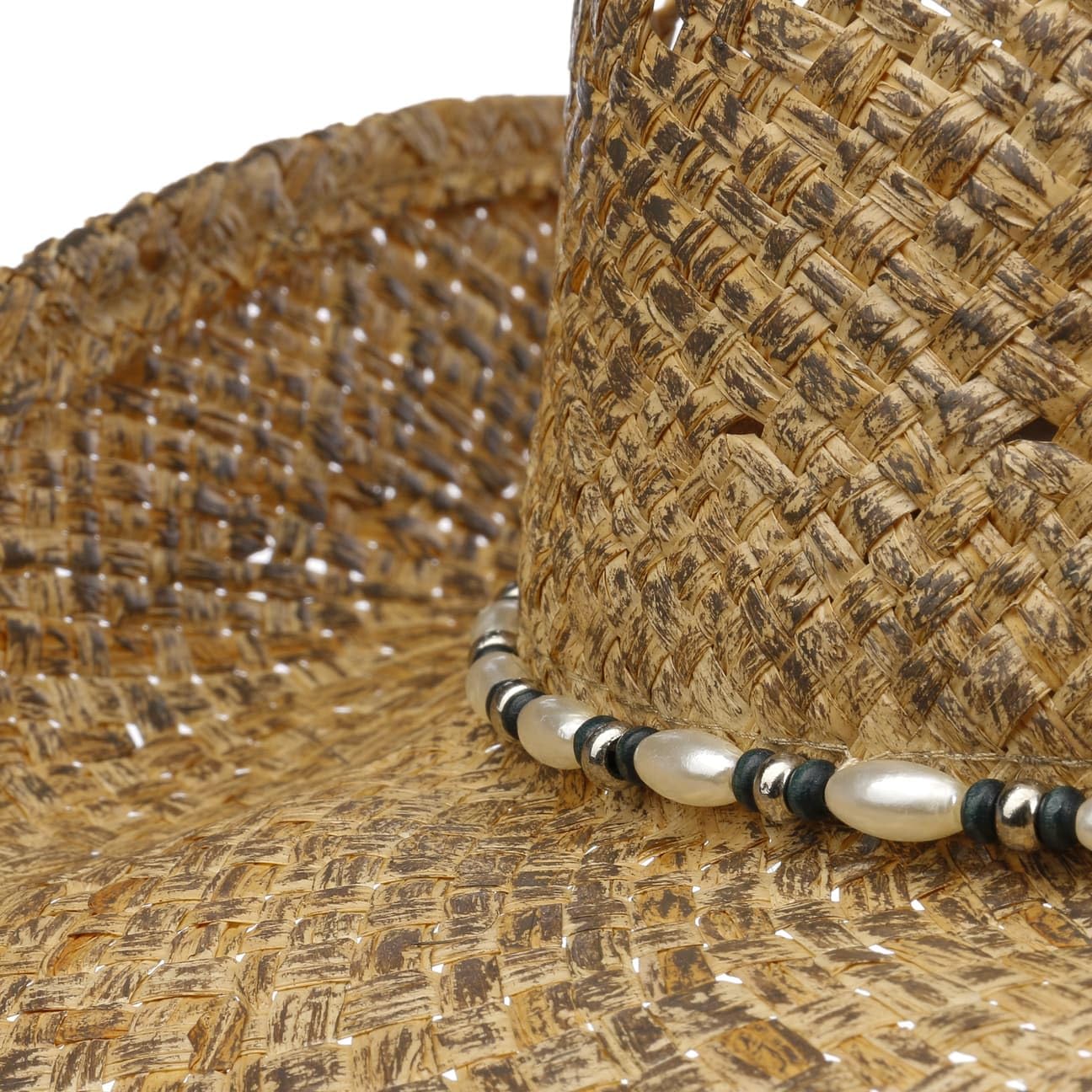Stylish Pearl Western Raffia Sun Hat for Women - Wide Brim Summer Beach Hat - Perfect for Outdoor, Vacation, and Fashion Accessories