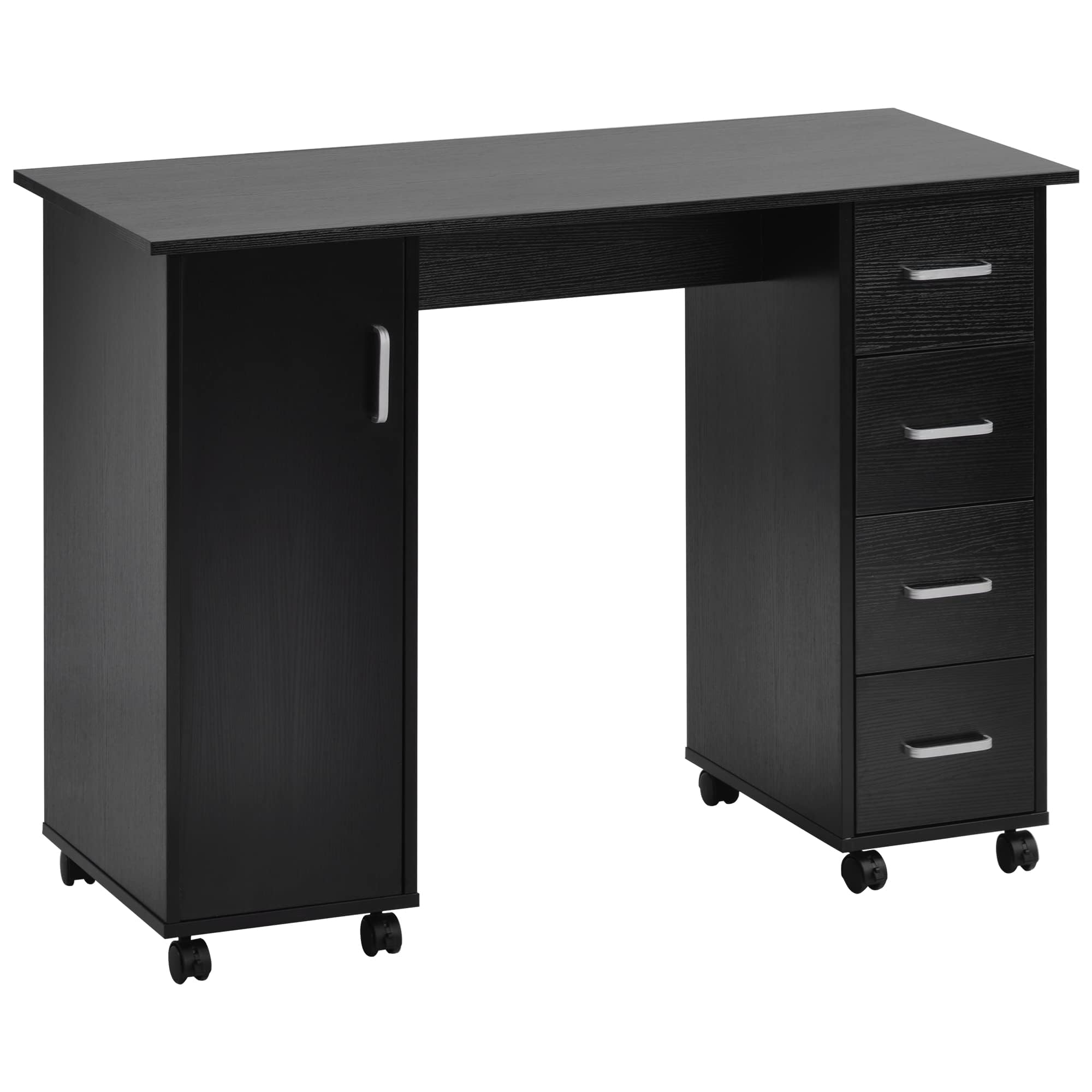 Goujxcy Rolling Nail Table with Storage Cabinet - Professional Manicure Station for Salon & Spa - Beauty Workstation with 4 Drawers - Perfect for Nail Art, Pedicures & Salon Equipment Organization