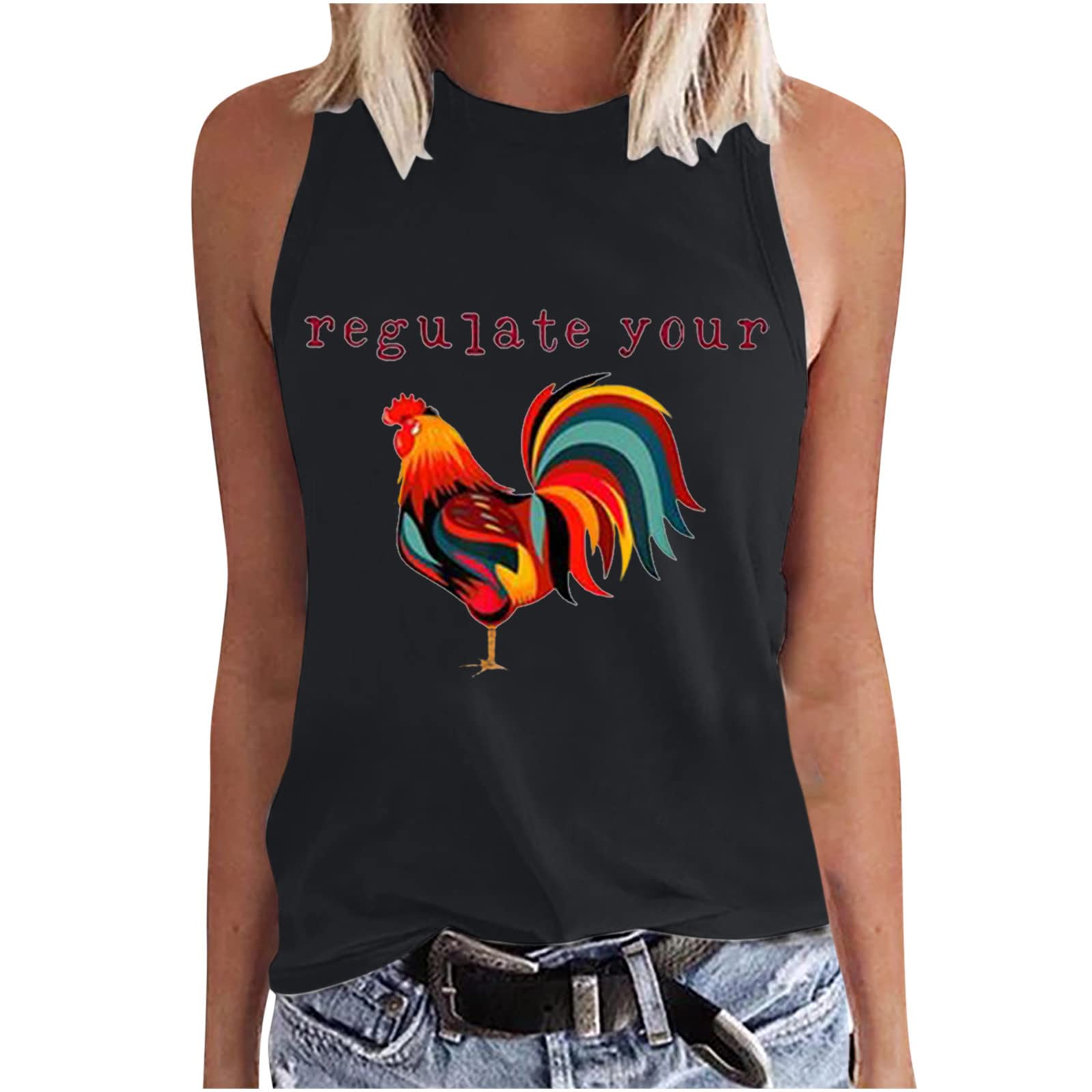Women's Summer Sleeveless Printed Tank Tops - Casual Round Neck Vest T-Shirt for Women | Perfect for Beach, Vacation & Everyday Wear