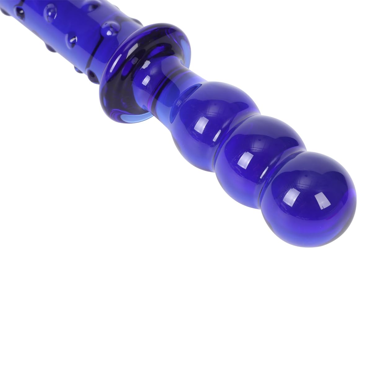 8.9 Inch Glass Dotted Double-Ended Dildo - Crystal Penis Pleasure Wand for G-Spot & Anal Stimulation - Personal Massager Sex Toy (Blue) - Perfect for Solo Play & Couples Intimacy
