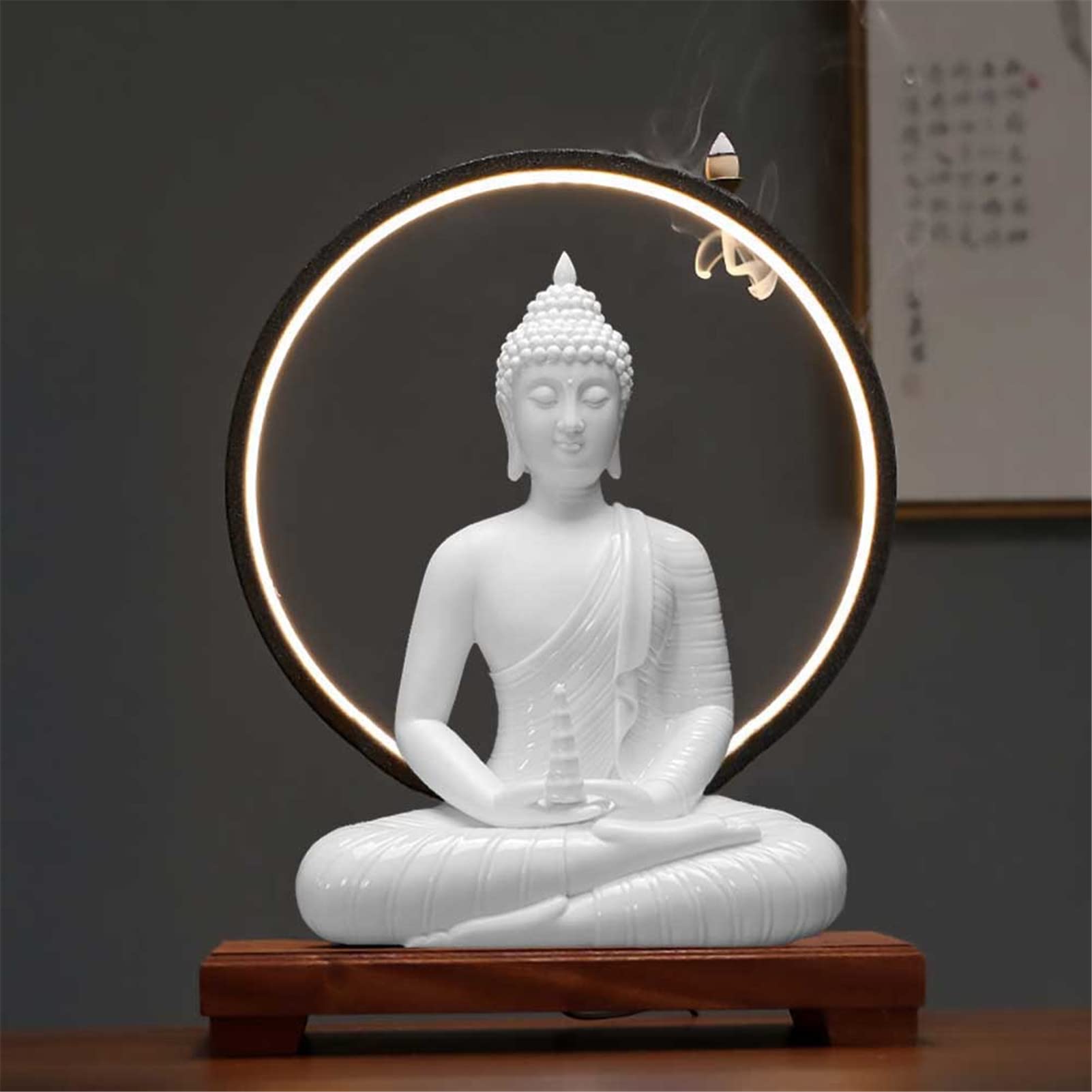 Handmade White Porcelain Shakyamuni Buddha Statue - Zen Meditation Sculpture for Home Decor, Office & Meditation Space | Spiritual Collectible for Living Room, Study & Desktop