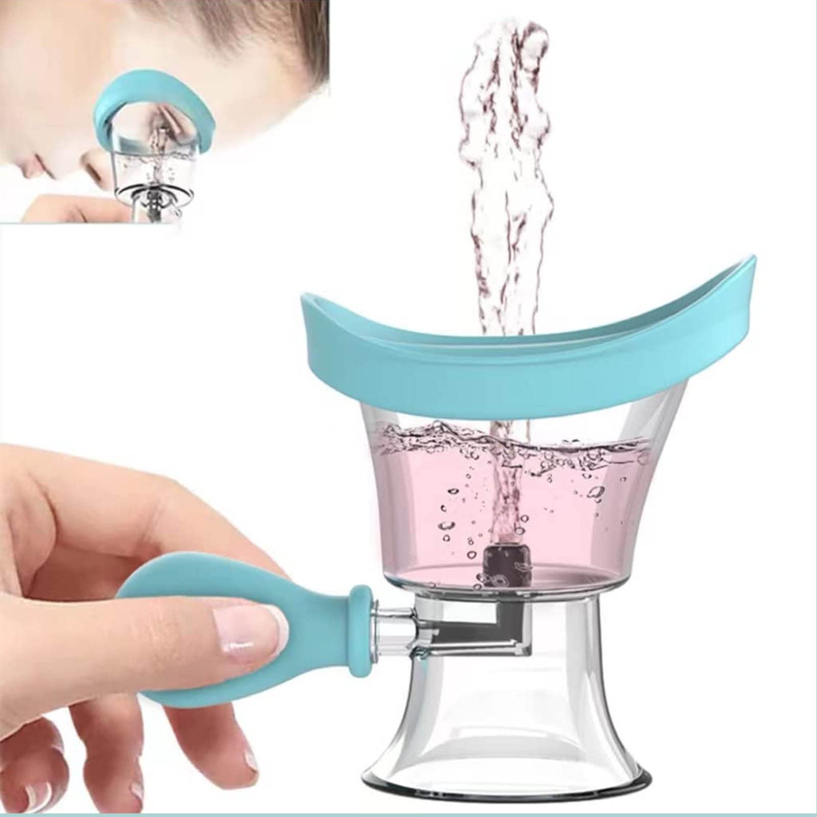 AXLOFO® Silicone Eye Wash Cup - Eye Cleansing & Soothing Kit with Eye Drop Guide - Perfect for Contact Lens Wearers, Allergy Relief & First Aid Use (Blue)