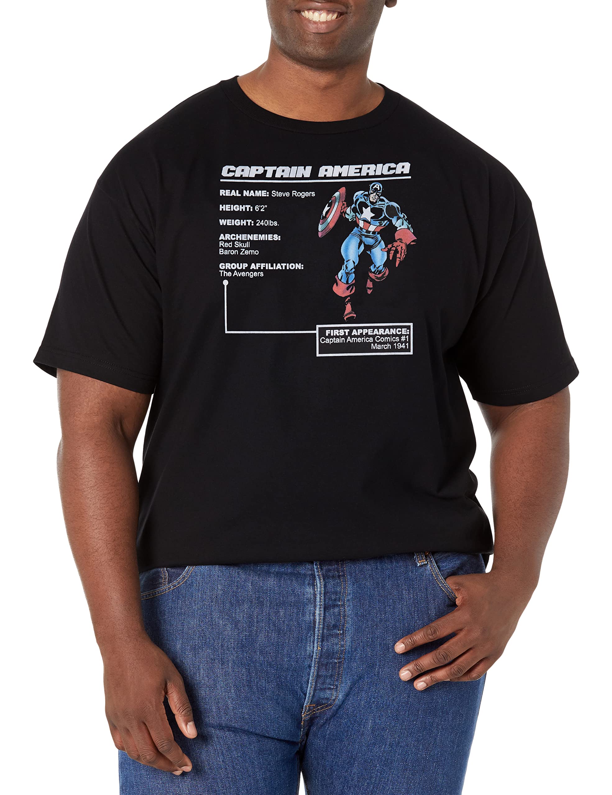 Marvel Captain America Men's Short Sleeve Graphic T-Shirt | Superhero Comic Tee for Casual Wear & Cosplay