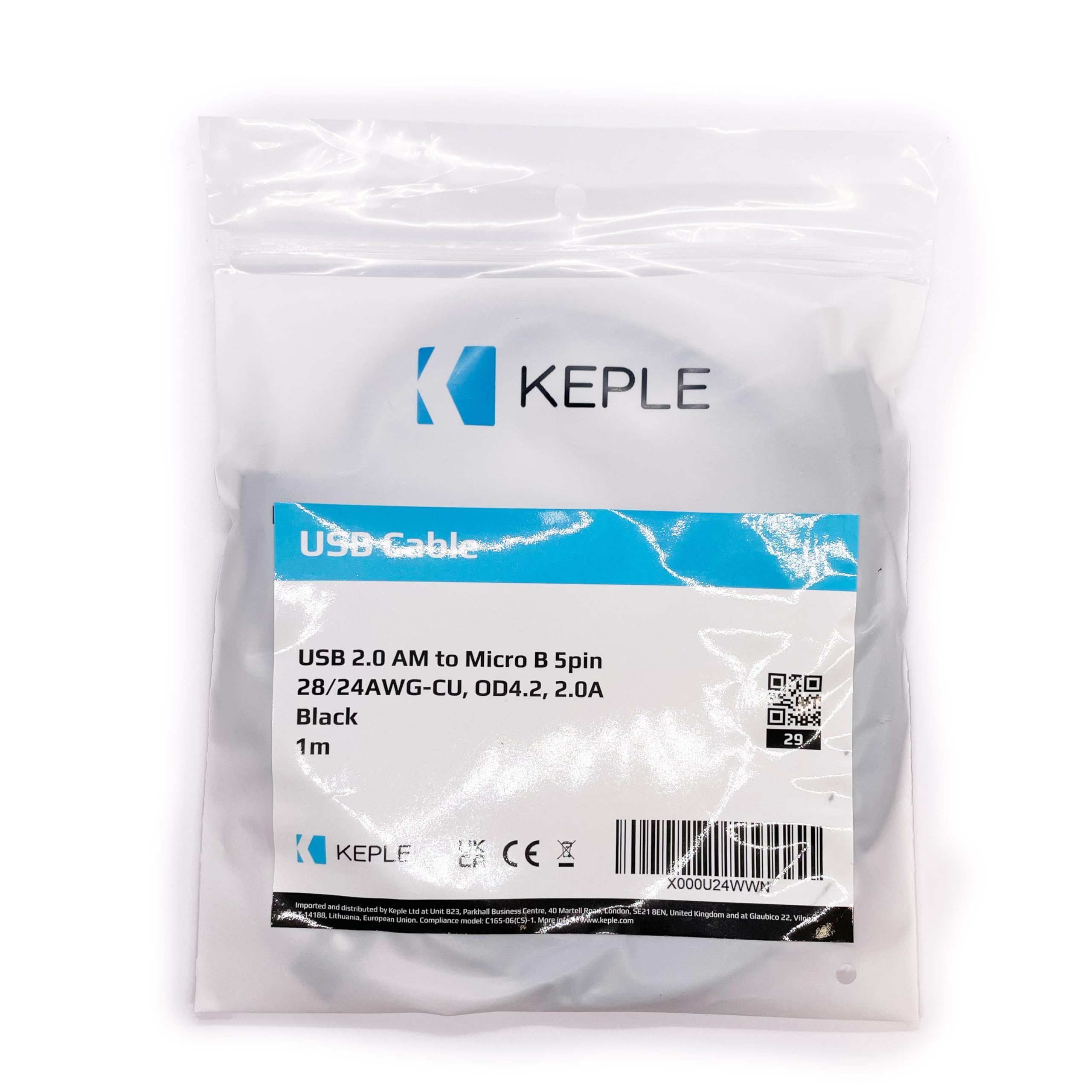 Keple 1m Black Micro USB Cable - Fast Charging & Data Sync Compatible with JBL, Anker, Creative & Bluetooth Speakers - Perfect for Home, Office & Travel Charging