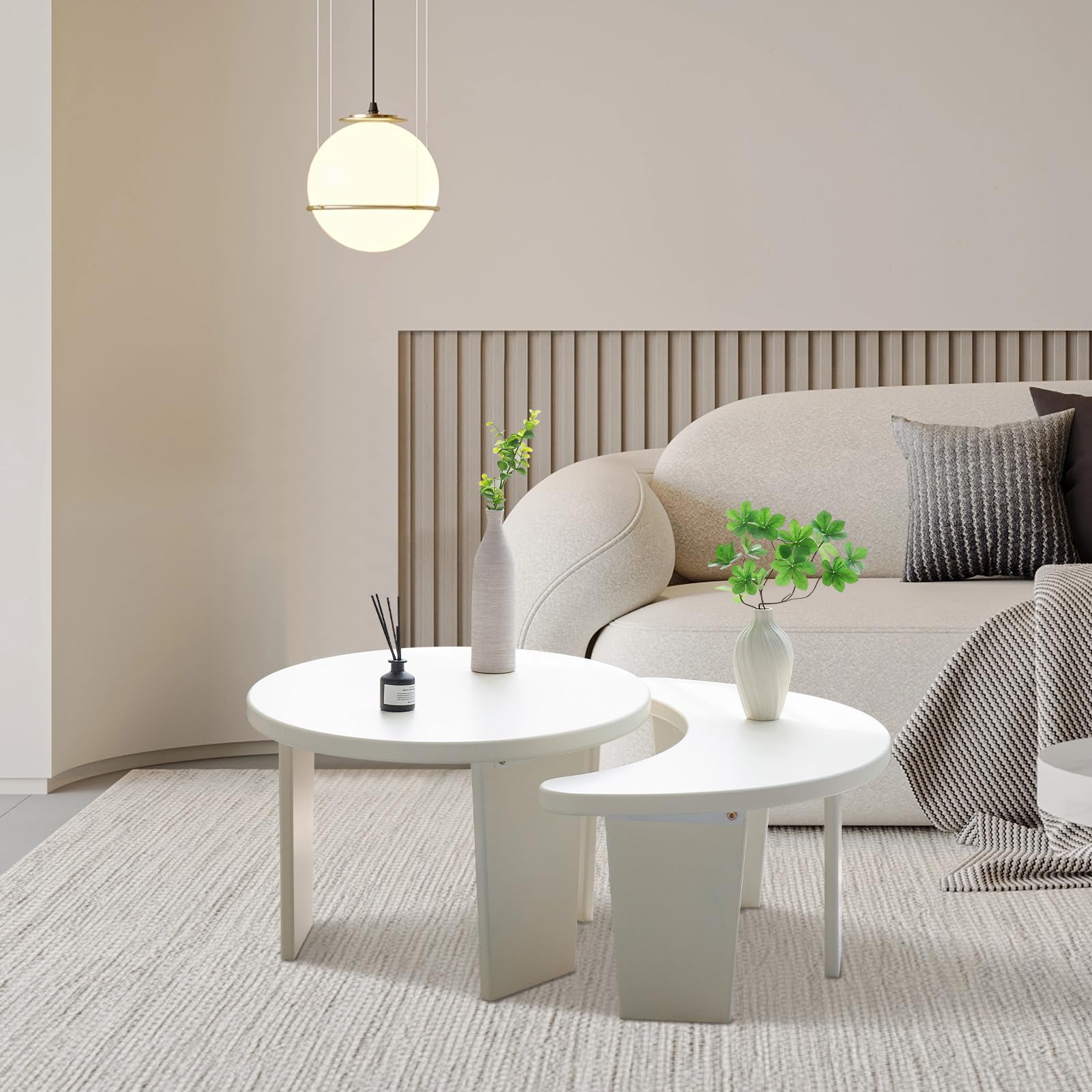 MAXYOYO Modern Coffee Table Set of 2 - Nesting Accent Tables for Living Room | Perfect for Small Spaces, Sofa Side Tables & Home Decor