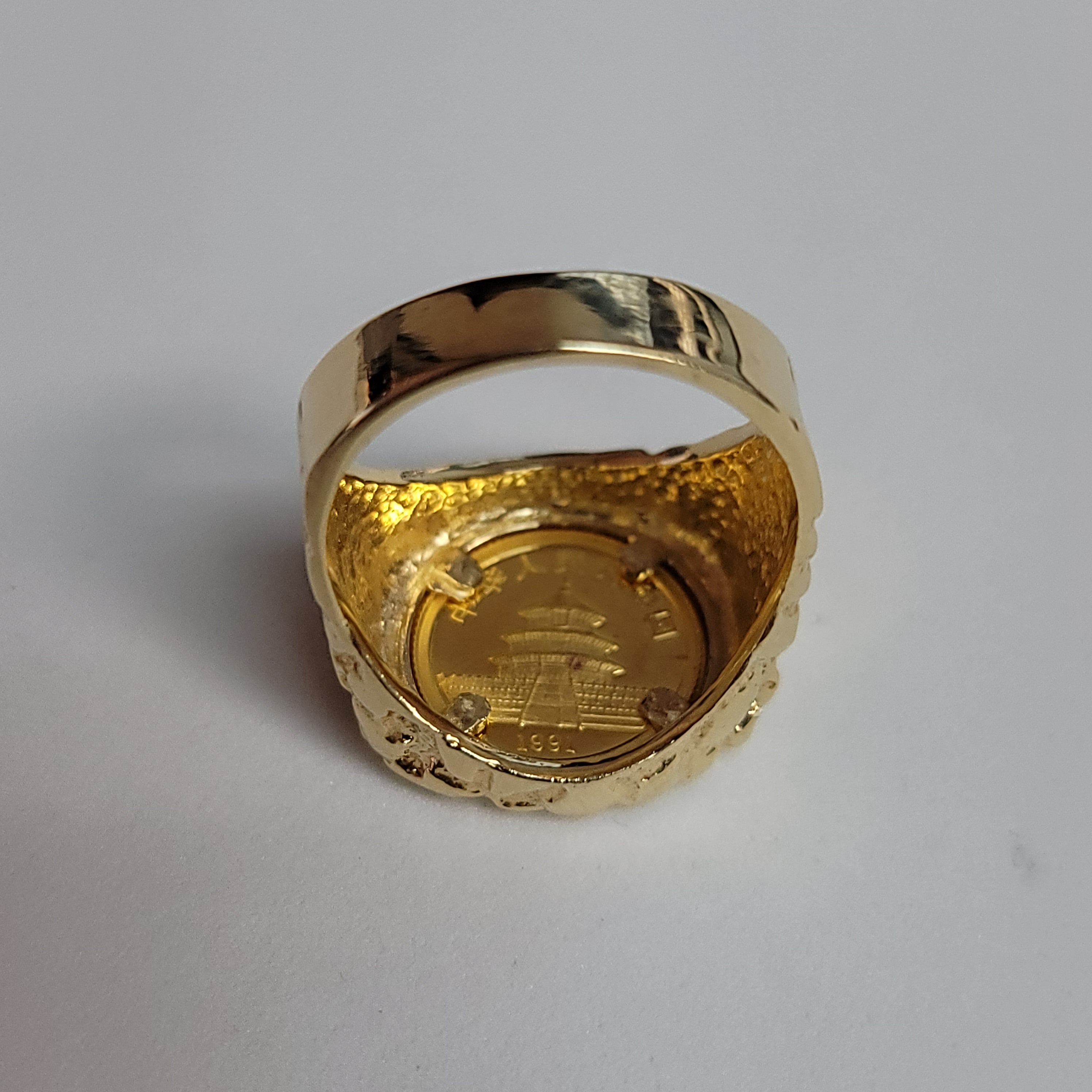 1991 China Panda Gold Coin Ring - 1/20 oz .999 Fine Silver Collectible Jewelry for Men & Women | Perfect Gift for Coin Collectors, Anniversary & Special Occasions