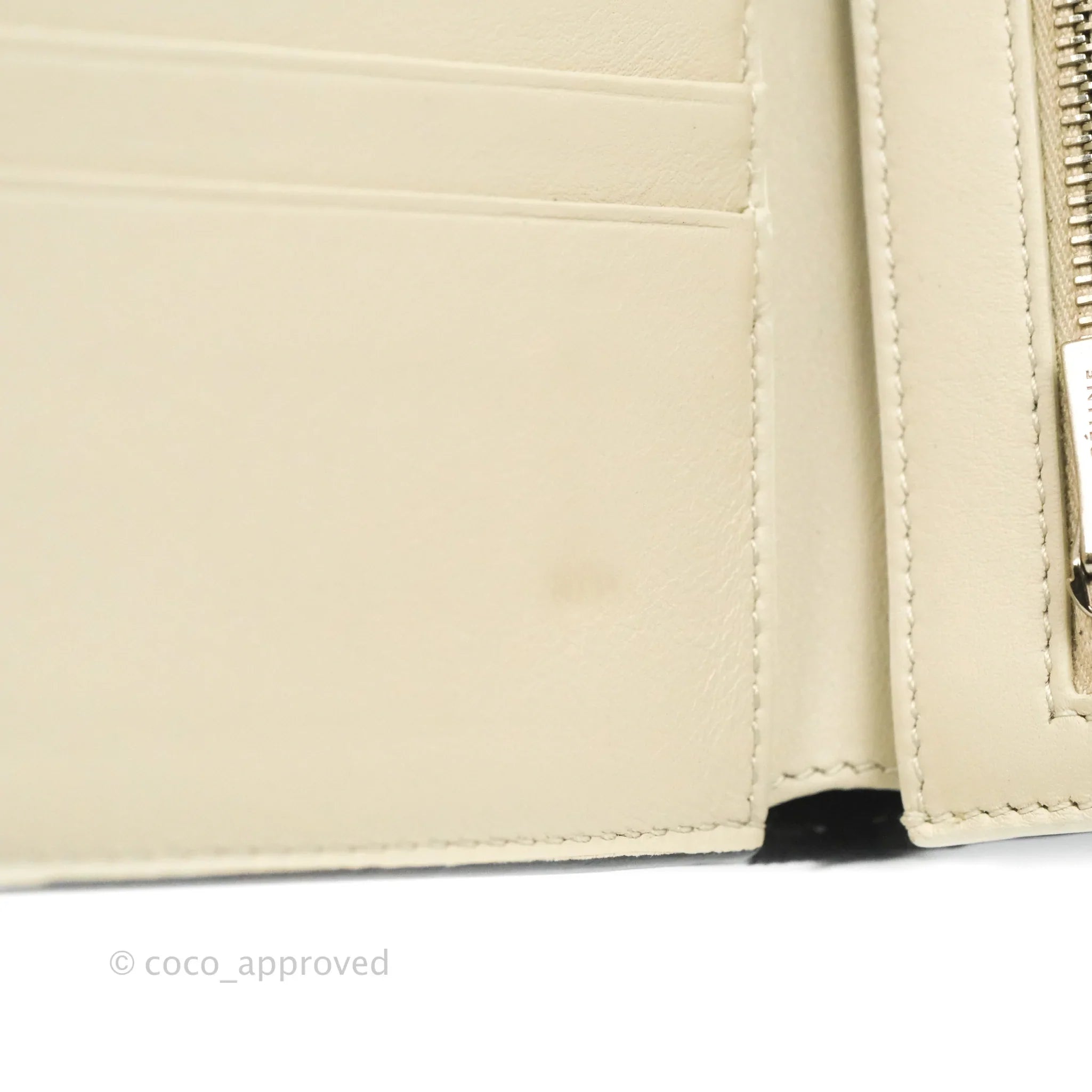 Celine Medium Strap Wallet in Grained Calfskin - Black & Cream Crossbody Bag for Women | Perfect for Everyday Use, Travel & Shopping