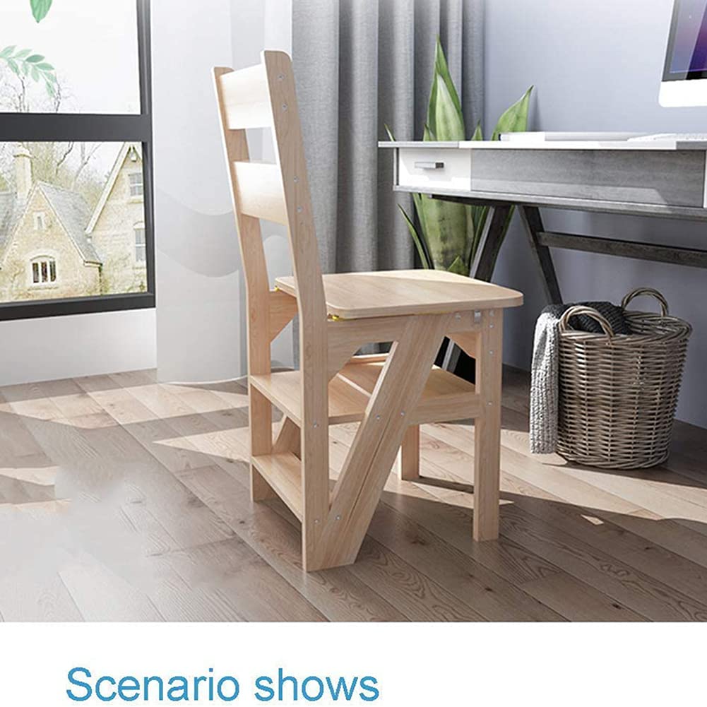 4-Step Wooden Folding Step Stool - Non-Slip Safety Ladder Stool for Indoor Use | Multifunctional Climbing Stool for Kitchen, Bathroom, and Home Organization | Compact Storage Solution