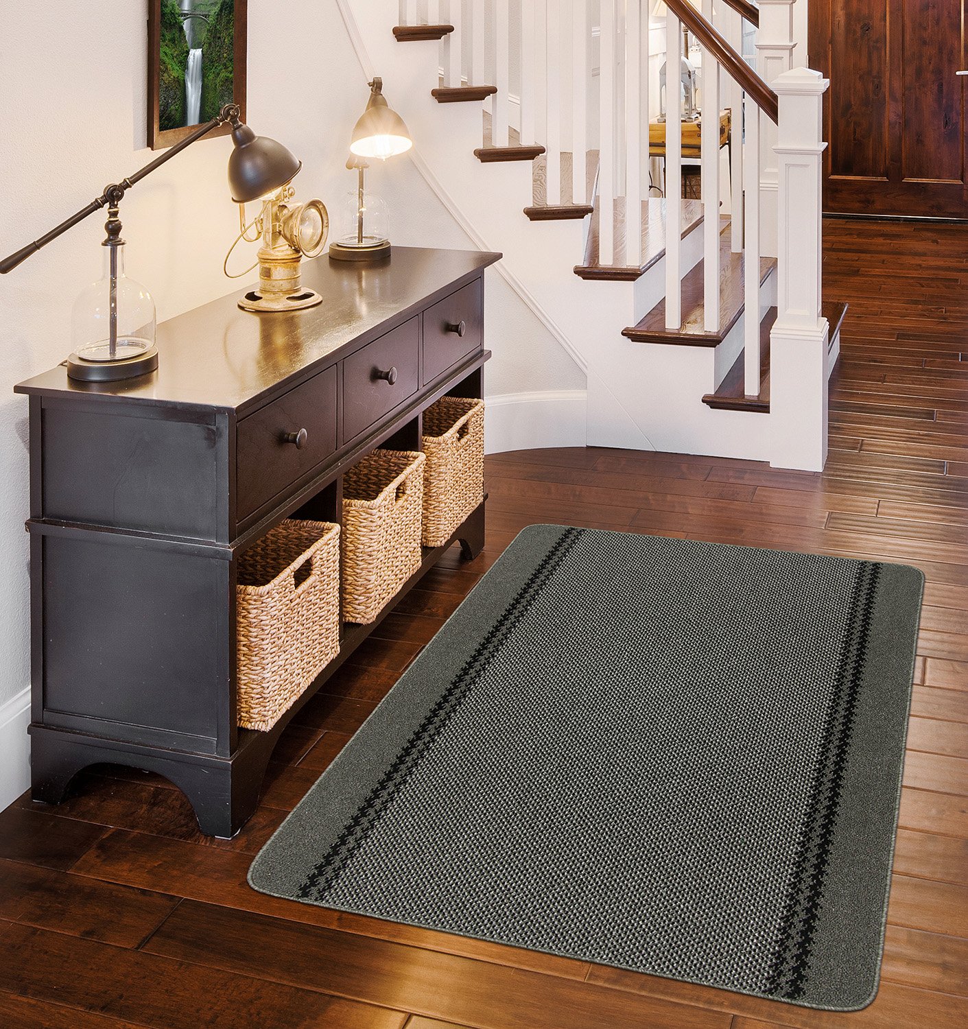 Dandy Kilkis Non-Slip Kitchen Rug - Washable & Durable 59 x 39.4 Inch Charcoal Grey Floor Mat - Perfect for Kitchen, Living Room, Entryway & High Traffic Areas