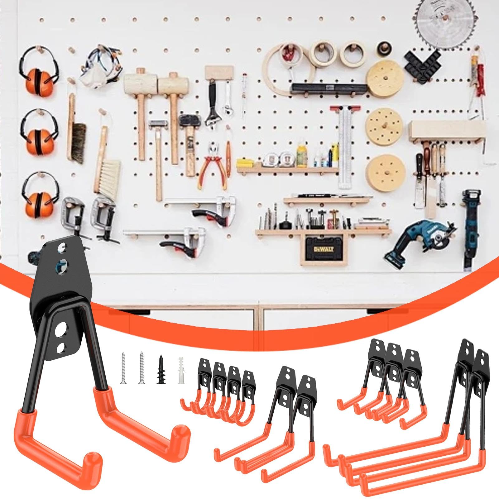 Heavy Duty Garage Hooks - Wall Mounted Steel Utility Hangers for Ladders, Tools & Storage | Durable Garage Organization Solution for Home & Workshop Use