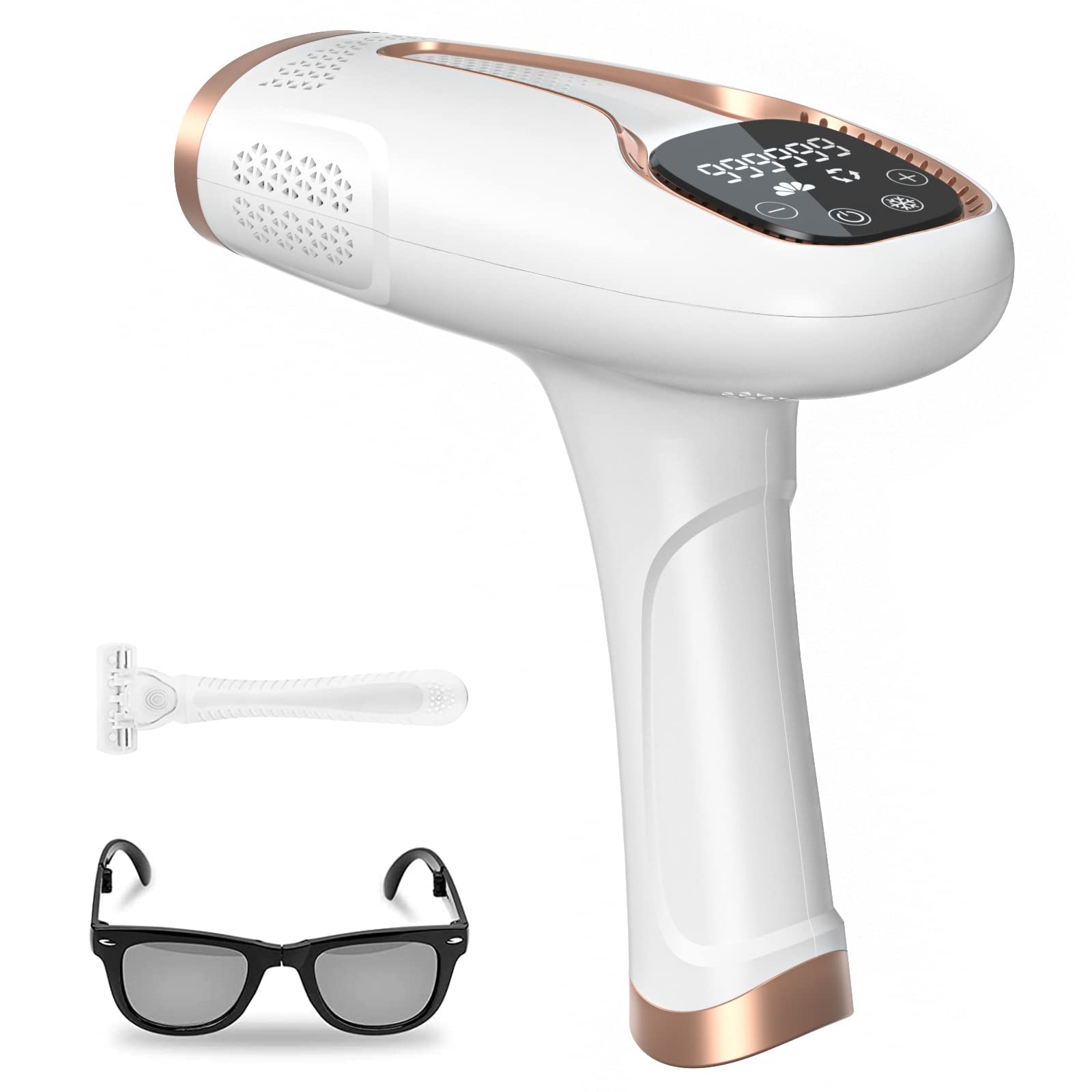 Painless IPL Laser Hair Removal Device for Women & Men - At-Home Permanent Hair Remover for Face & Body | Safe Electrolysis Epilator for Smooth Skin | Perfect for Bikini Line, Legs, Underarms & Facial Hair Removal