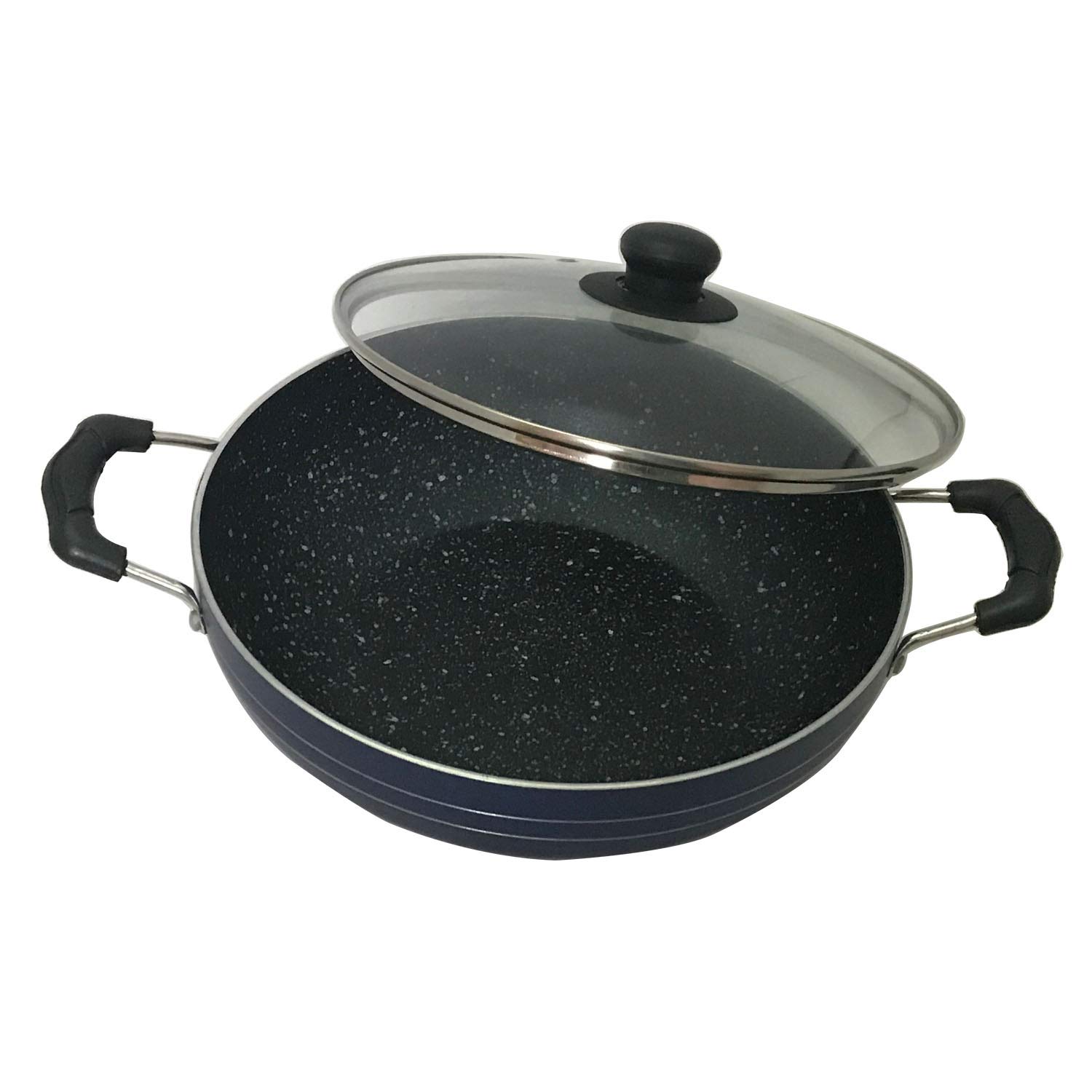 **Non-Stick Kadai with Glass Lid - 2.2L Deep Fry Pan for Gas & Induction - Aluminum All-Purpose Kadhai for Stir-Frying, Cooking, and Frying - Perfect for Indian, Asian & Home Cooking**
