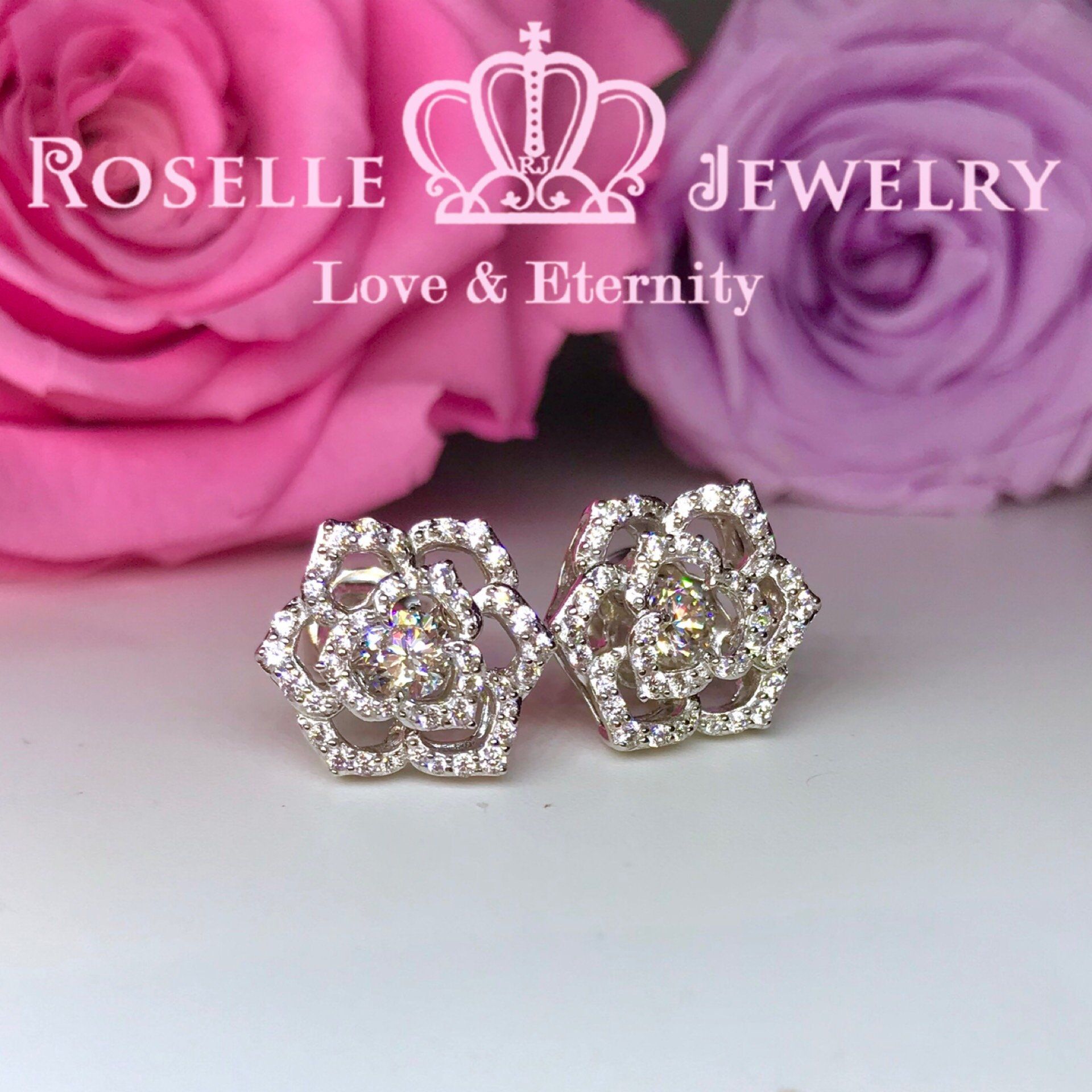 Rose Cut Dancing Stone Stud Earrings for Women - Elegant Cubic Zirconia Dangle Earrings for Party, Wedding & Evening Wear