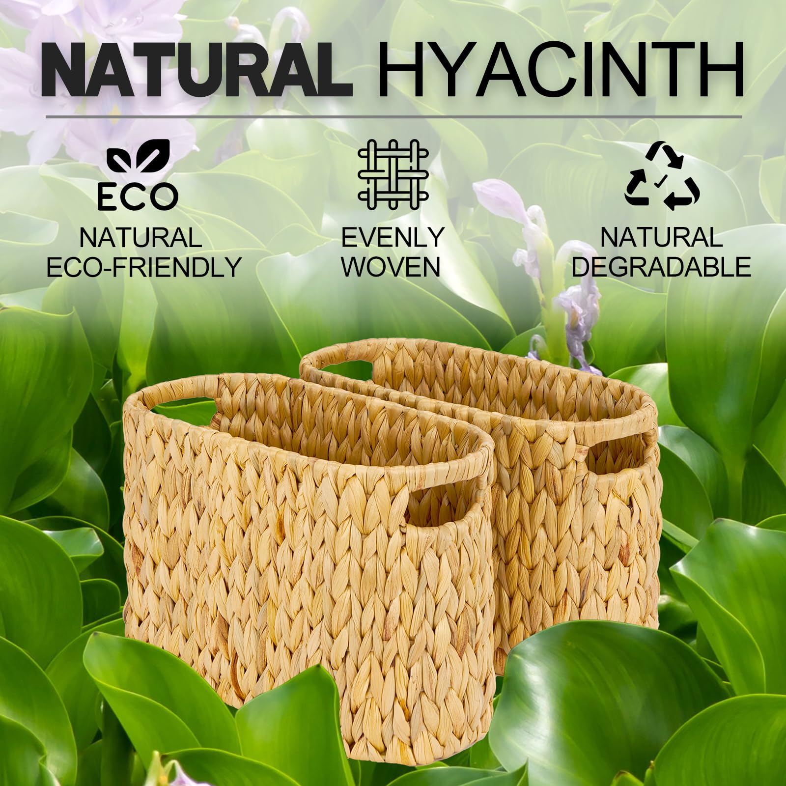 ELONG HOME Water Hyacinth Wicker Toilet Paper Storage Holder - Holds 6 Rolls with Built-in Handles | Bathroom Organizer for Toilet Paper Storage | Perfect for Bathroom, Vanity, and Guest Room Organization