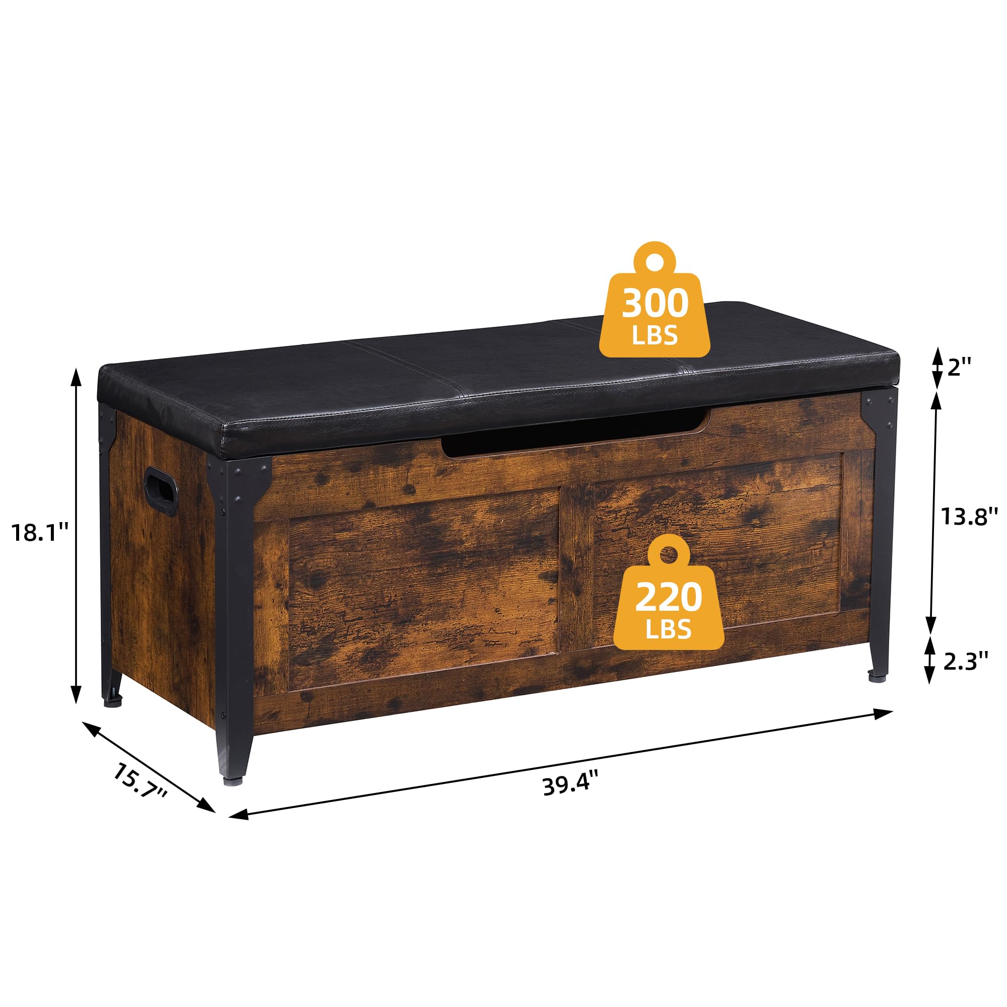 GAOMON Wooden Storage Trunk with Metal Frame - 39.4